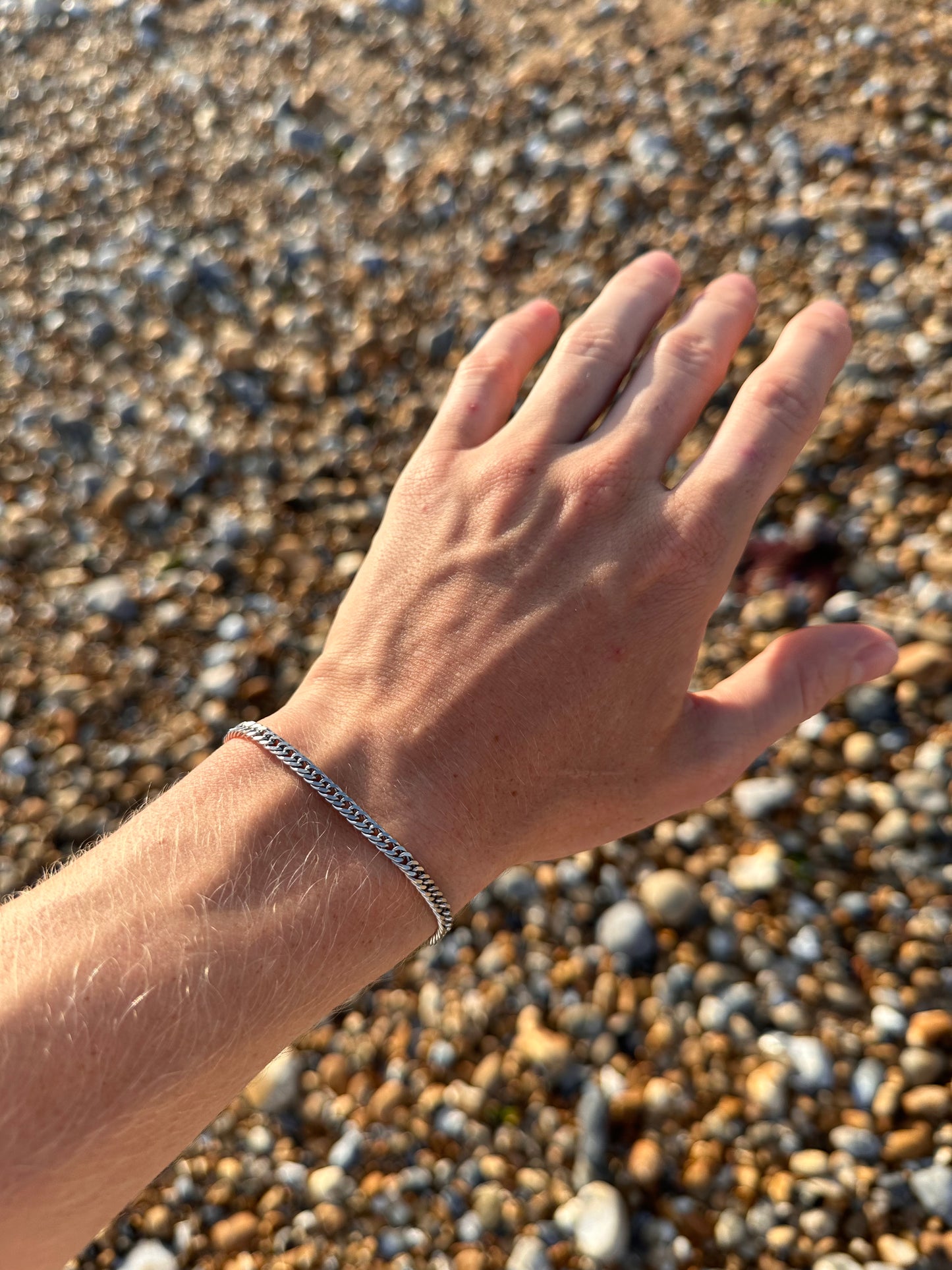 Mens Silver Tight-Link Cuban Bracelet 4mm