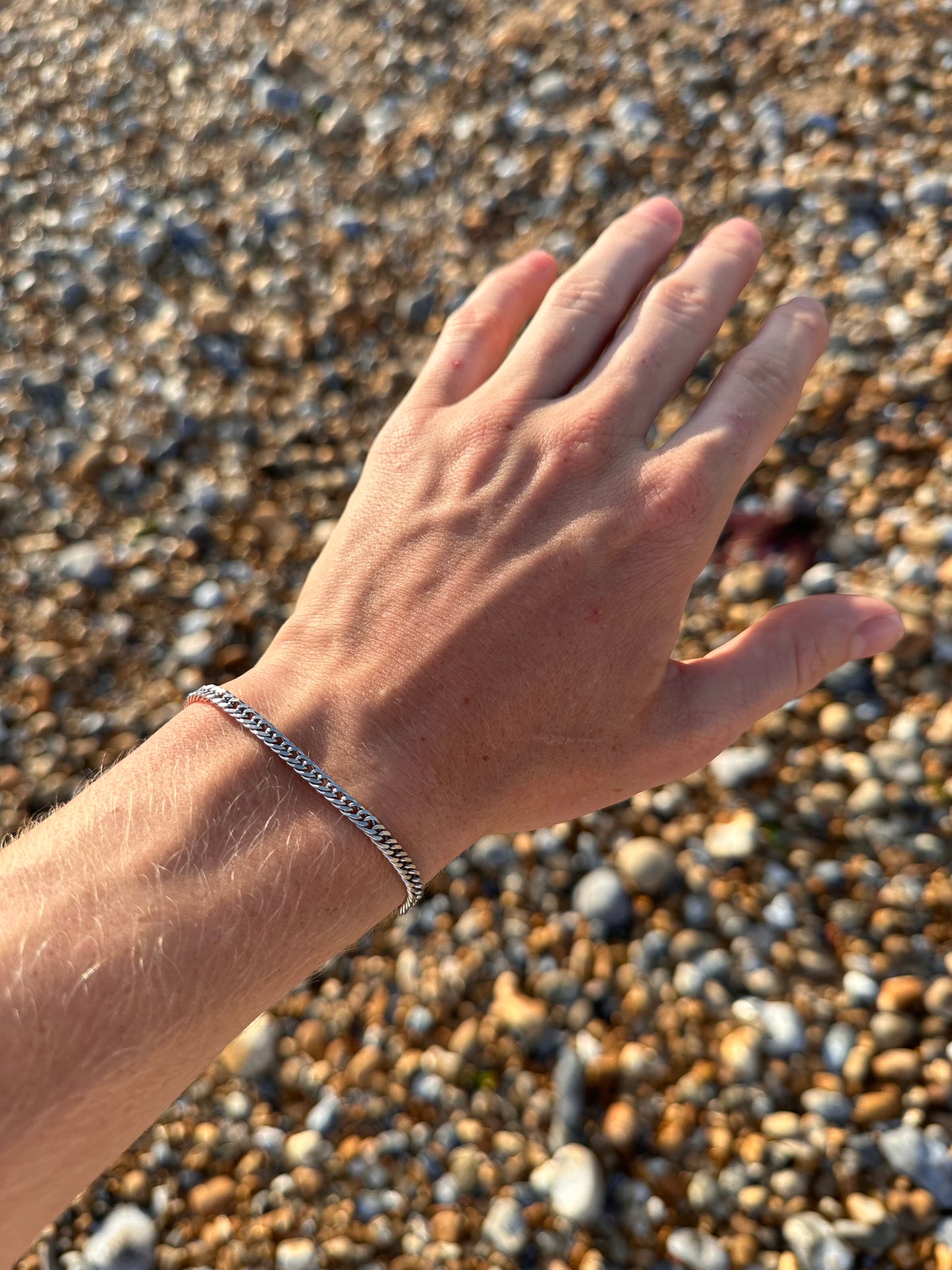Mens Silver Tight-Link Cuban Bracelet 4mm