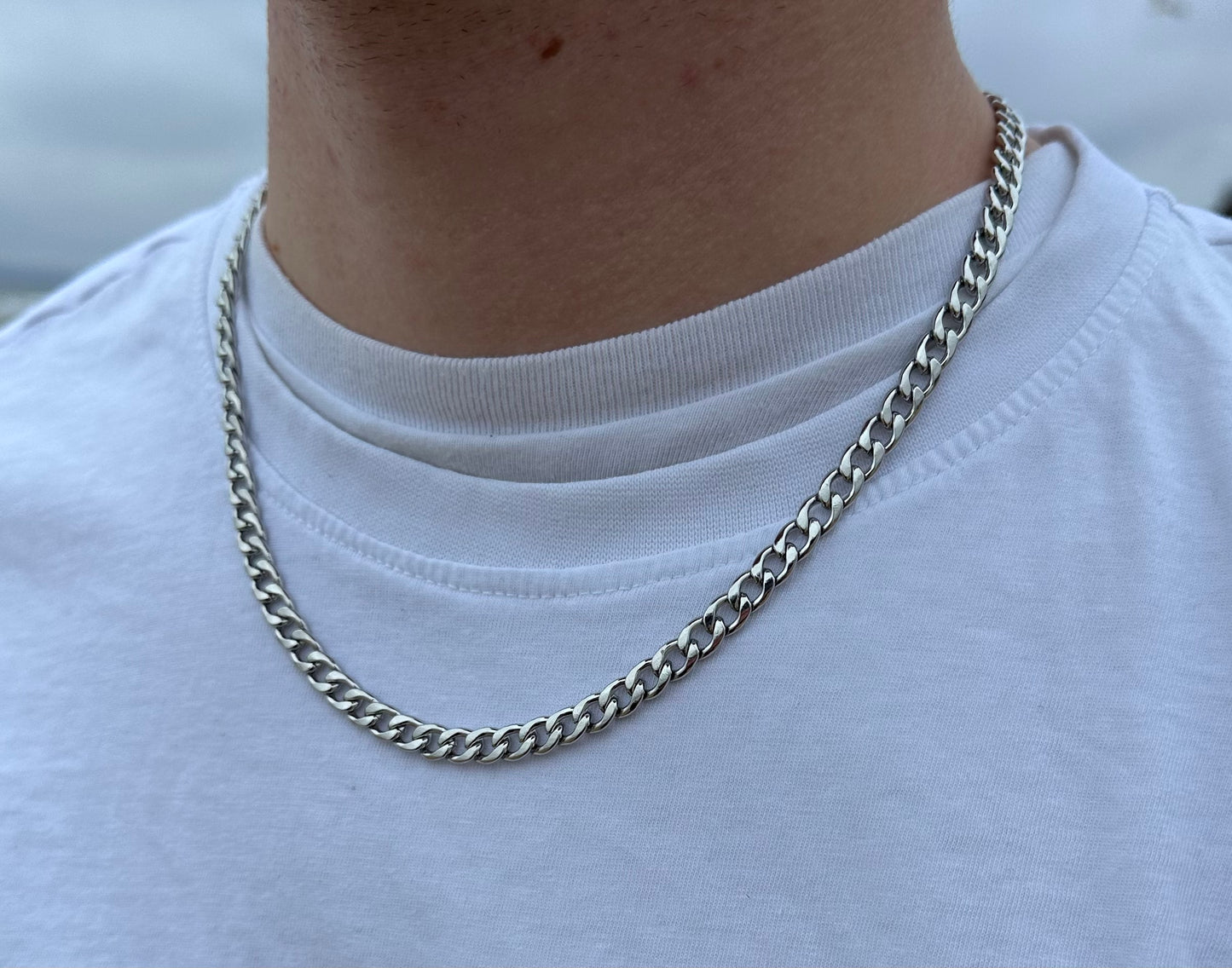 Silver Flat Cuban Chain 6mm