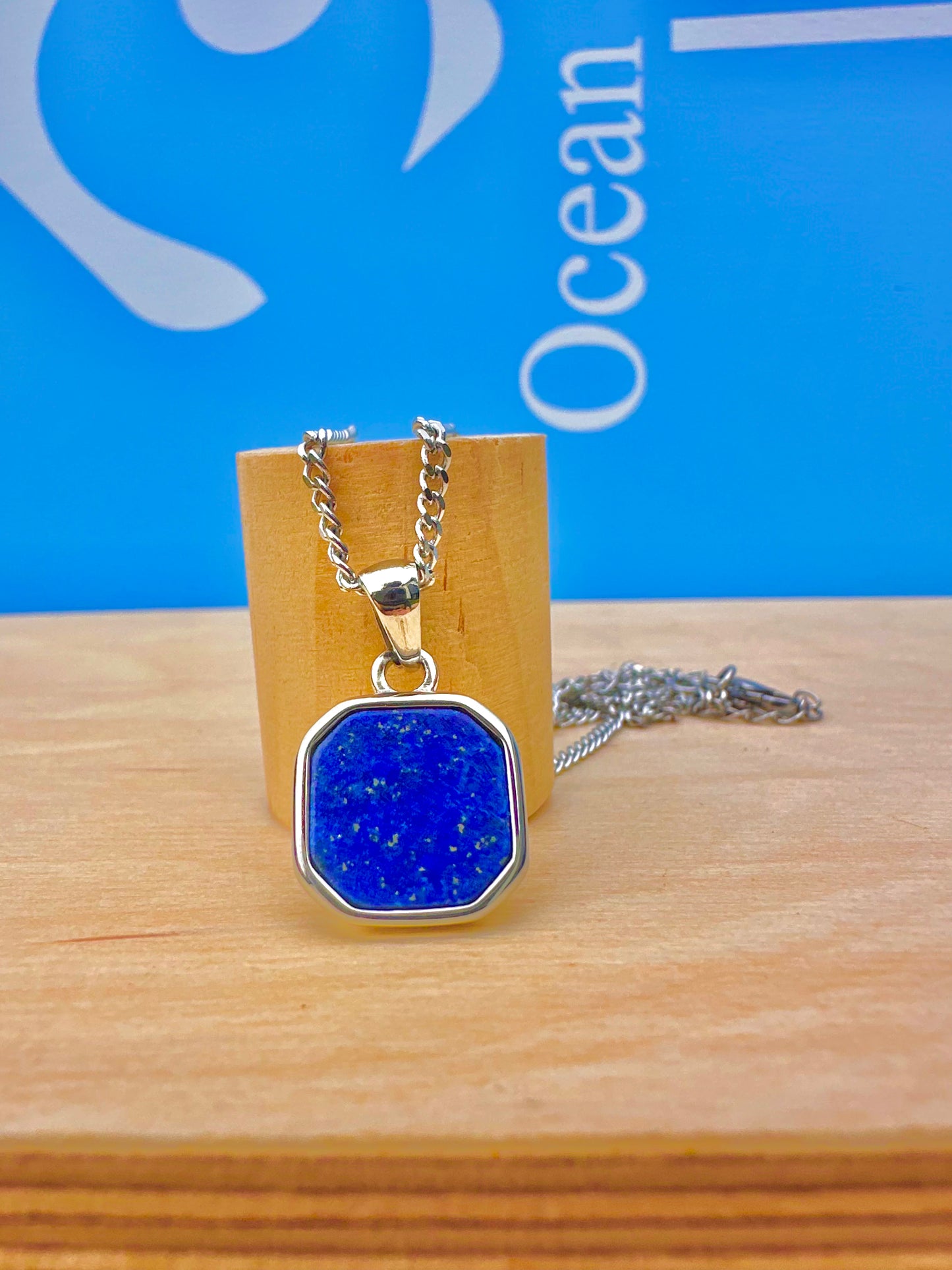 Lapis Lazuli Stone Necklace Silver