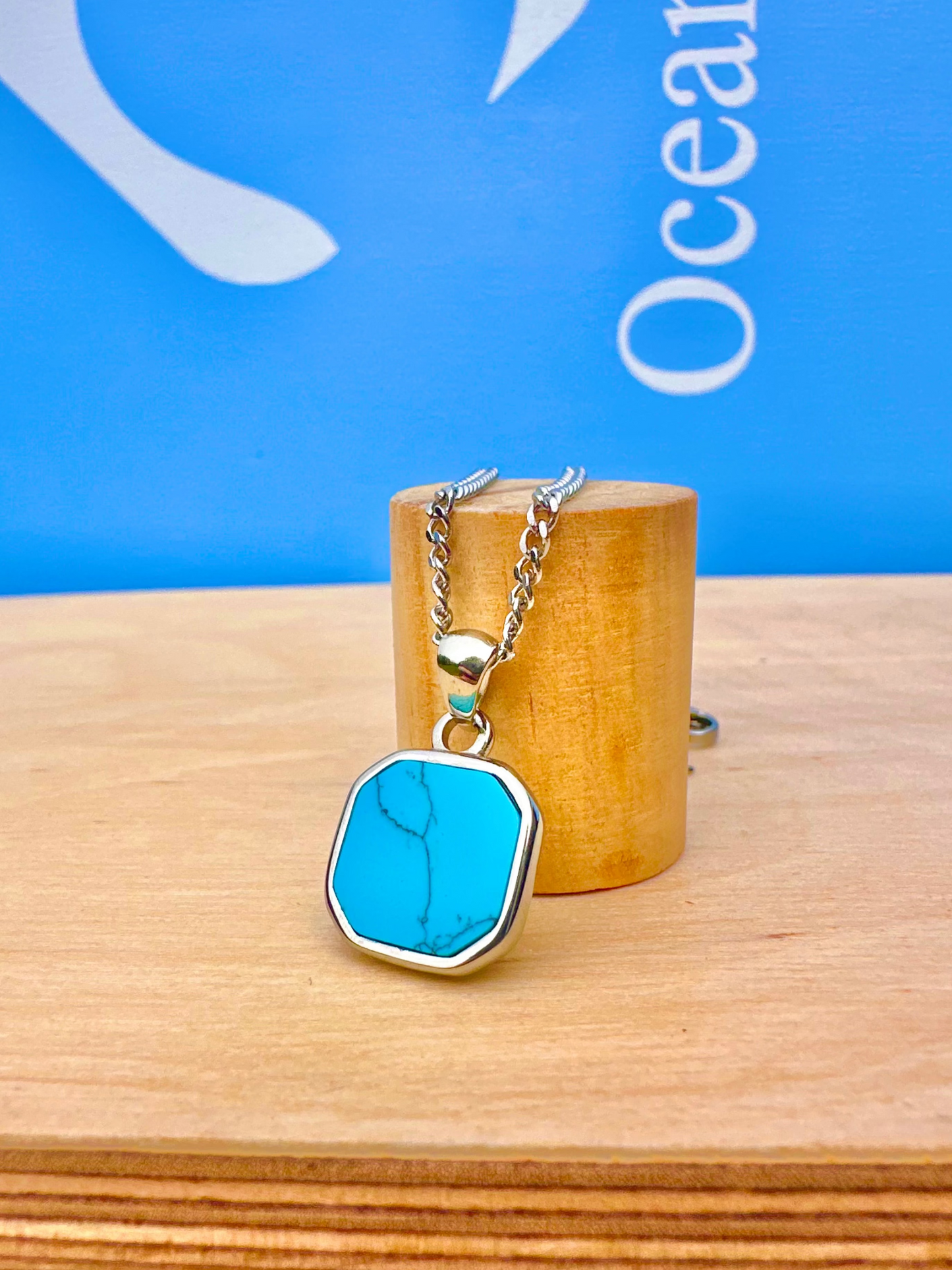Turquoise Stone Necklace Silver