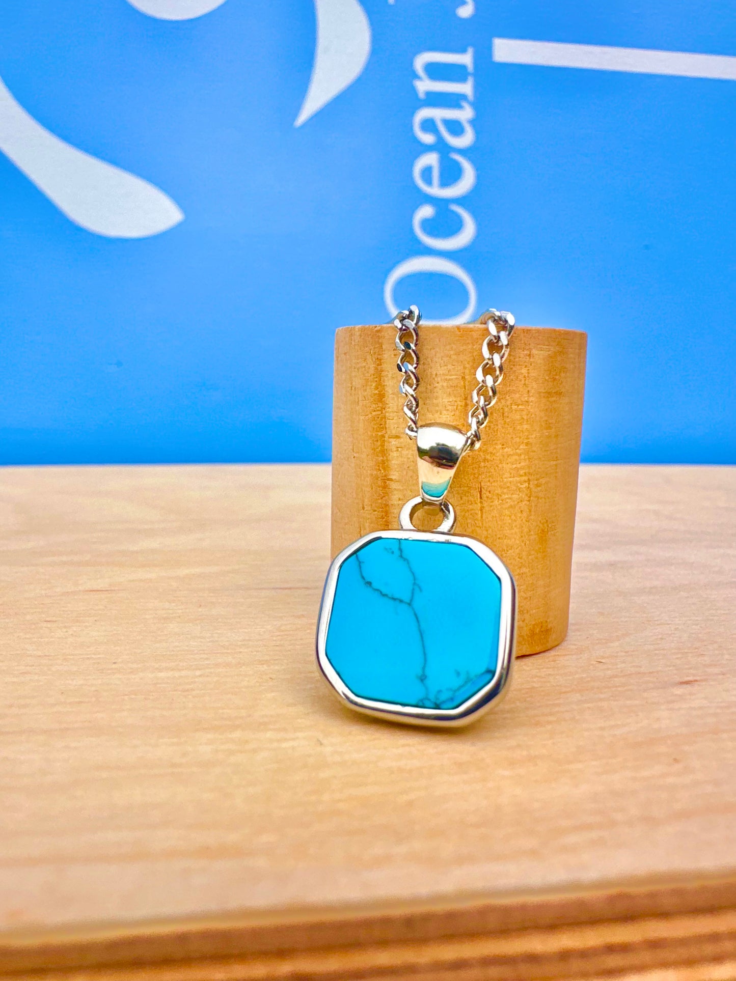Turquoise Stone Necklace Silver
