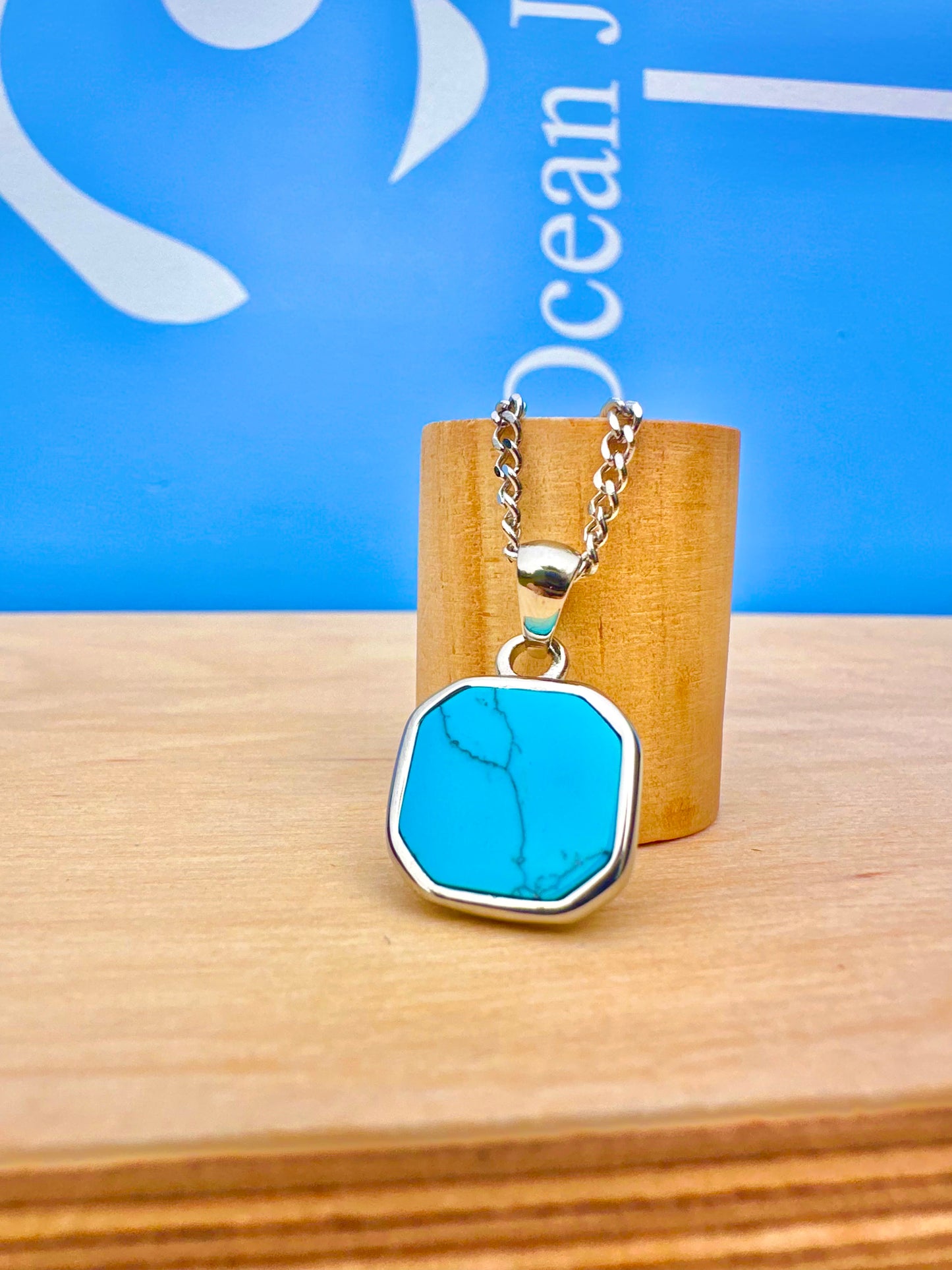 Turquoise Stone Necklace Silver
