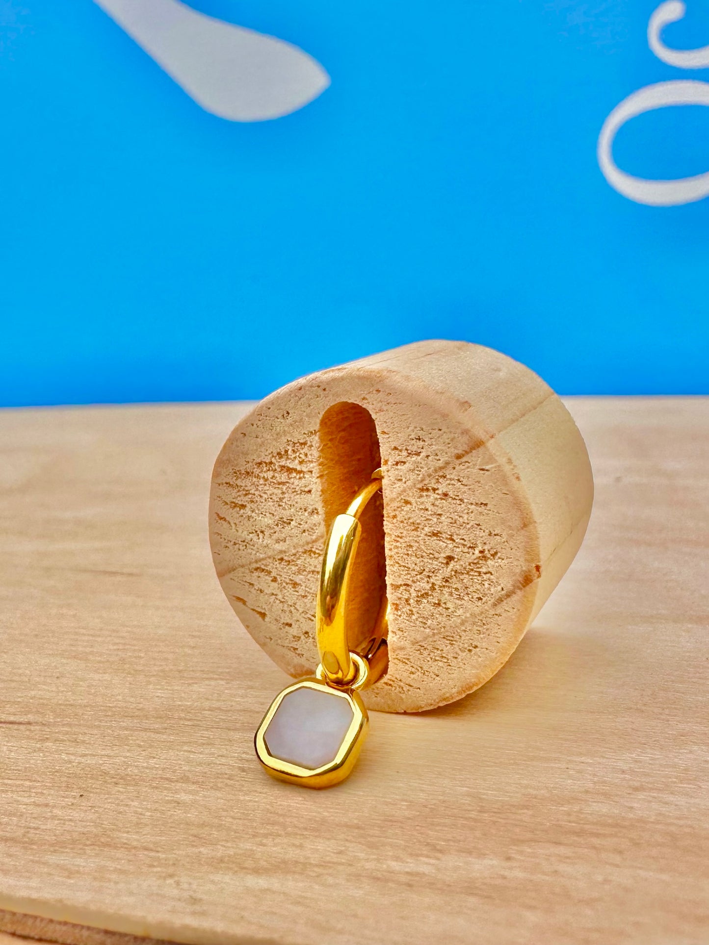 Mini Opal Stone Earrings Gold