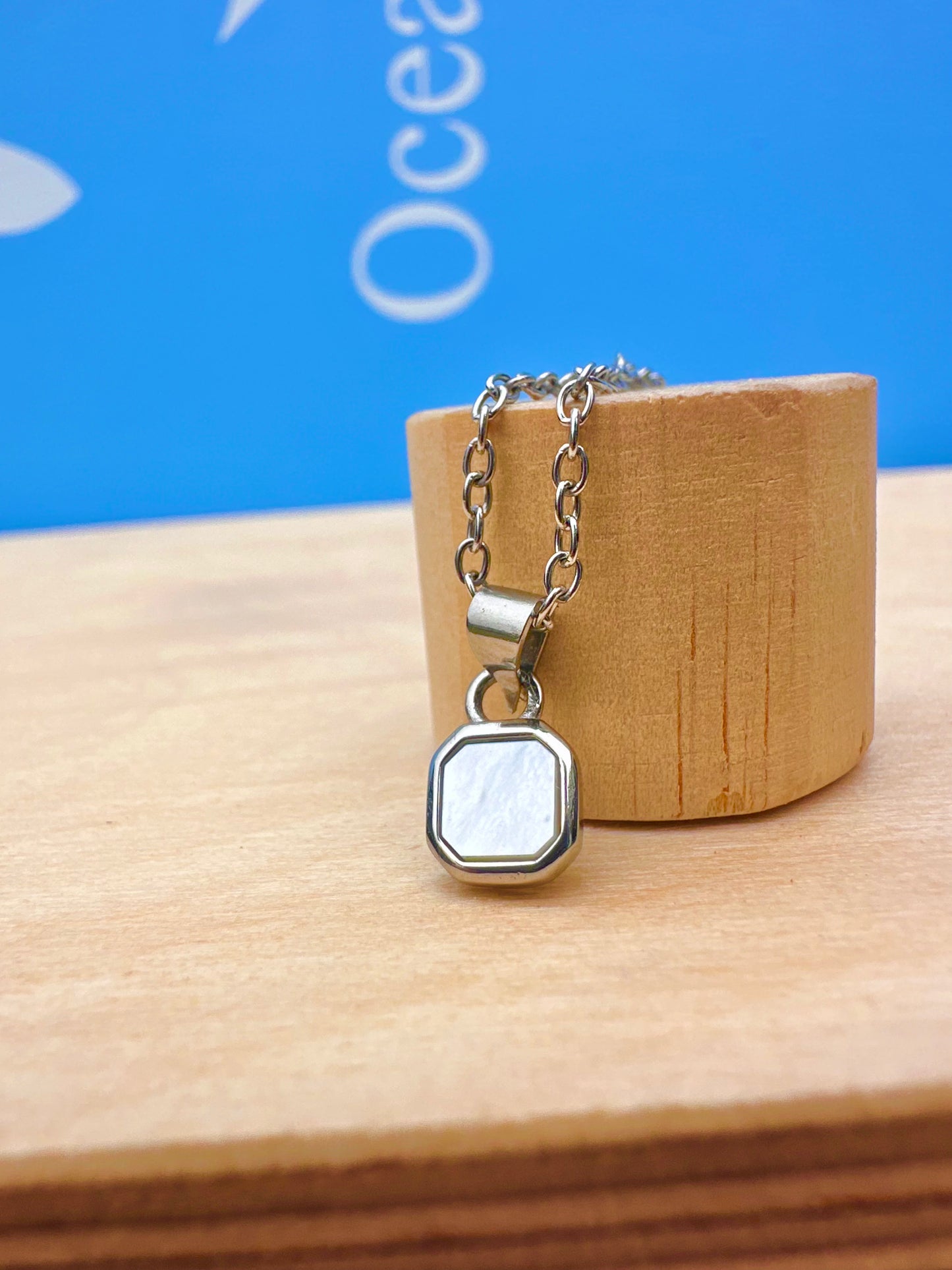 Mini Pearl Shell Stone Necklace Silver