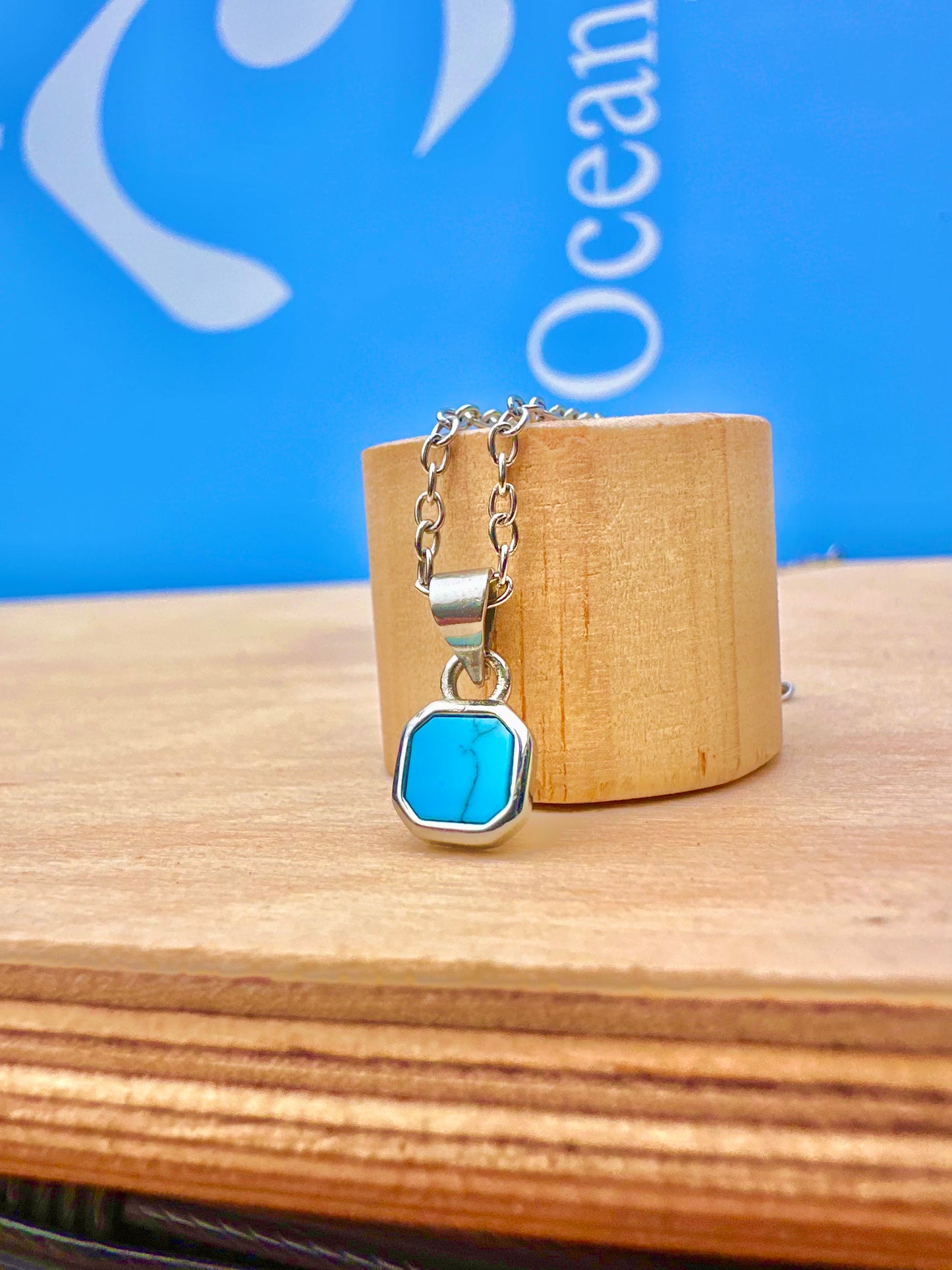 Mini Turquoise Stone Necklace Silver