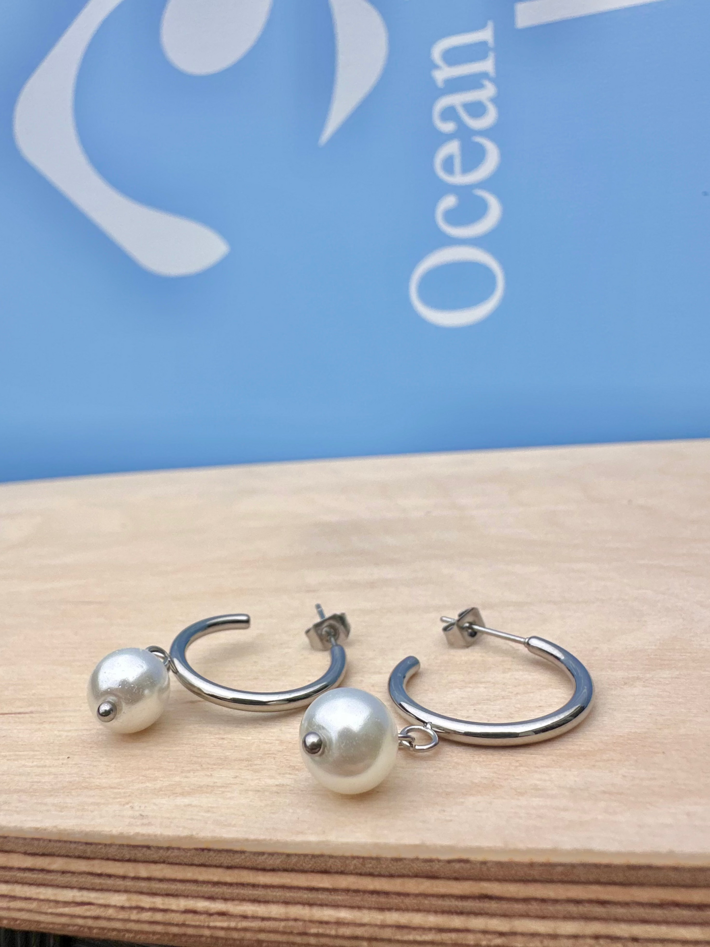Freshwater Pearl Silver Hoop Earrings