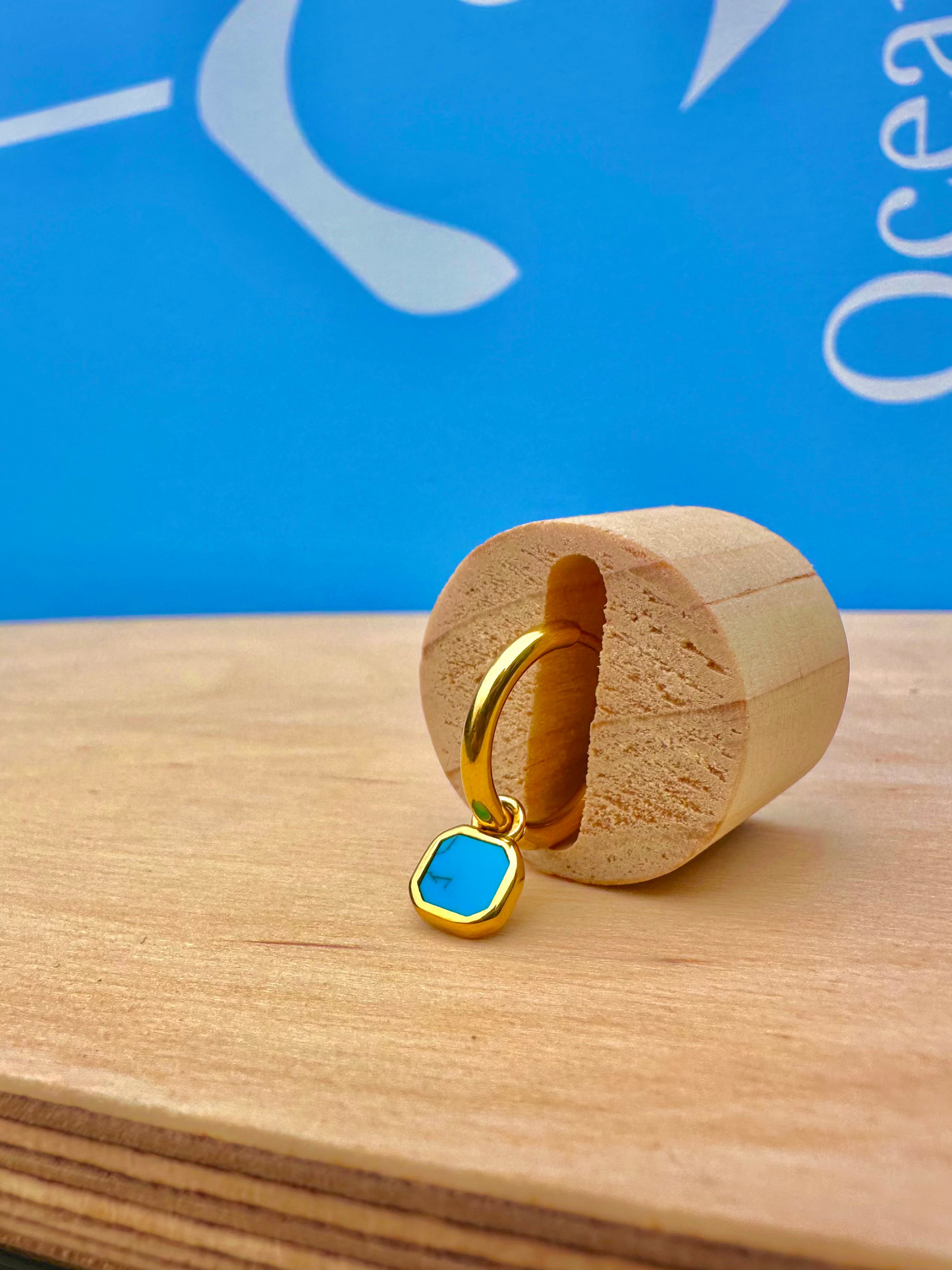 Mini Turquoise Stone Earrings Gold