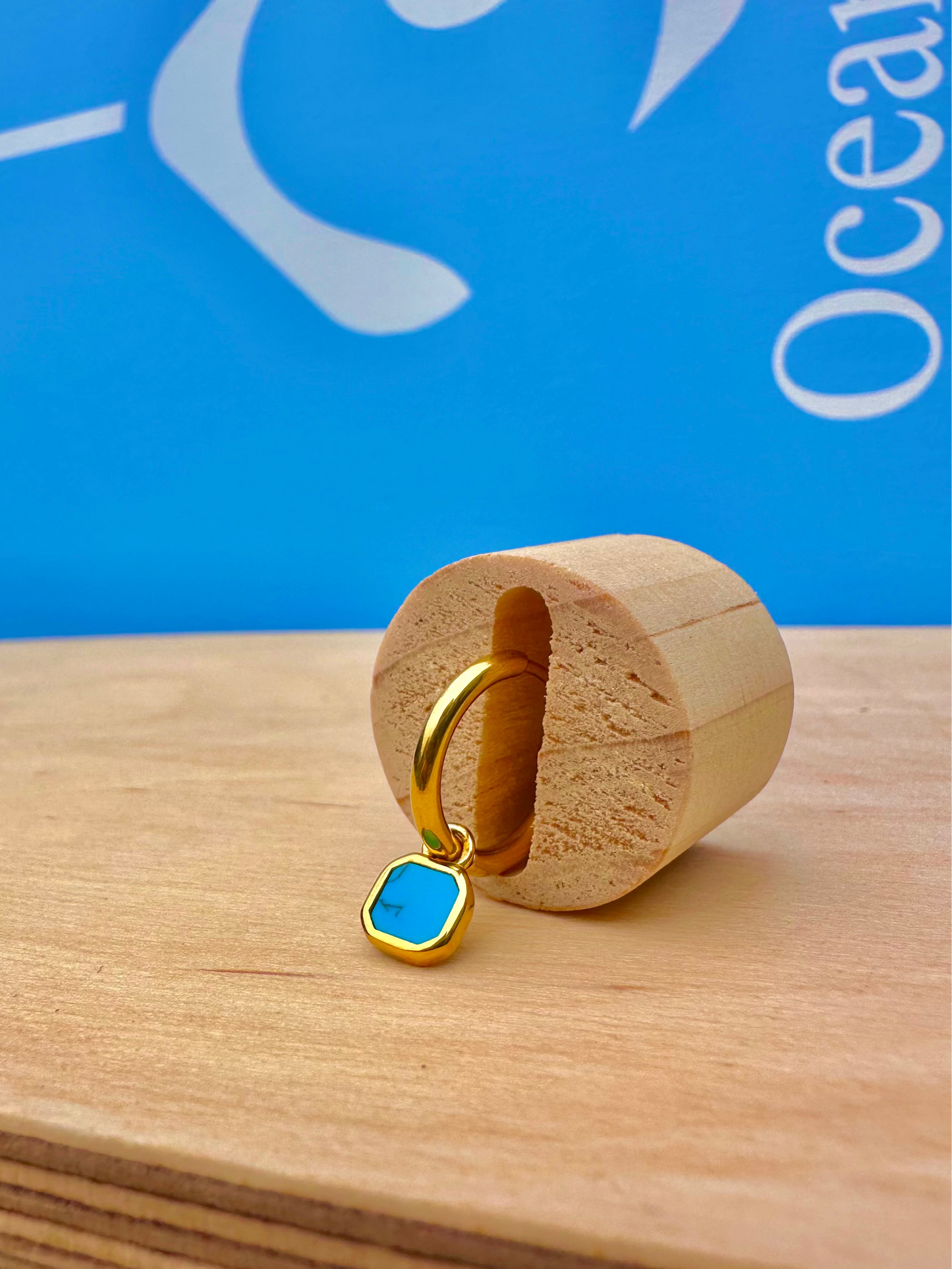 Mini Turquoise Stone Earrings Gold