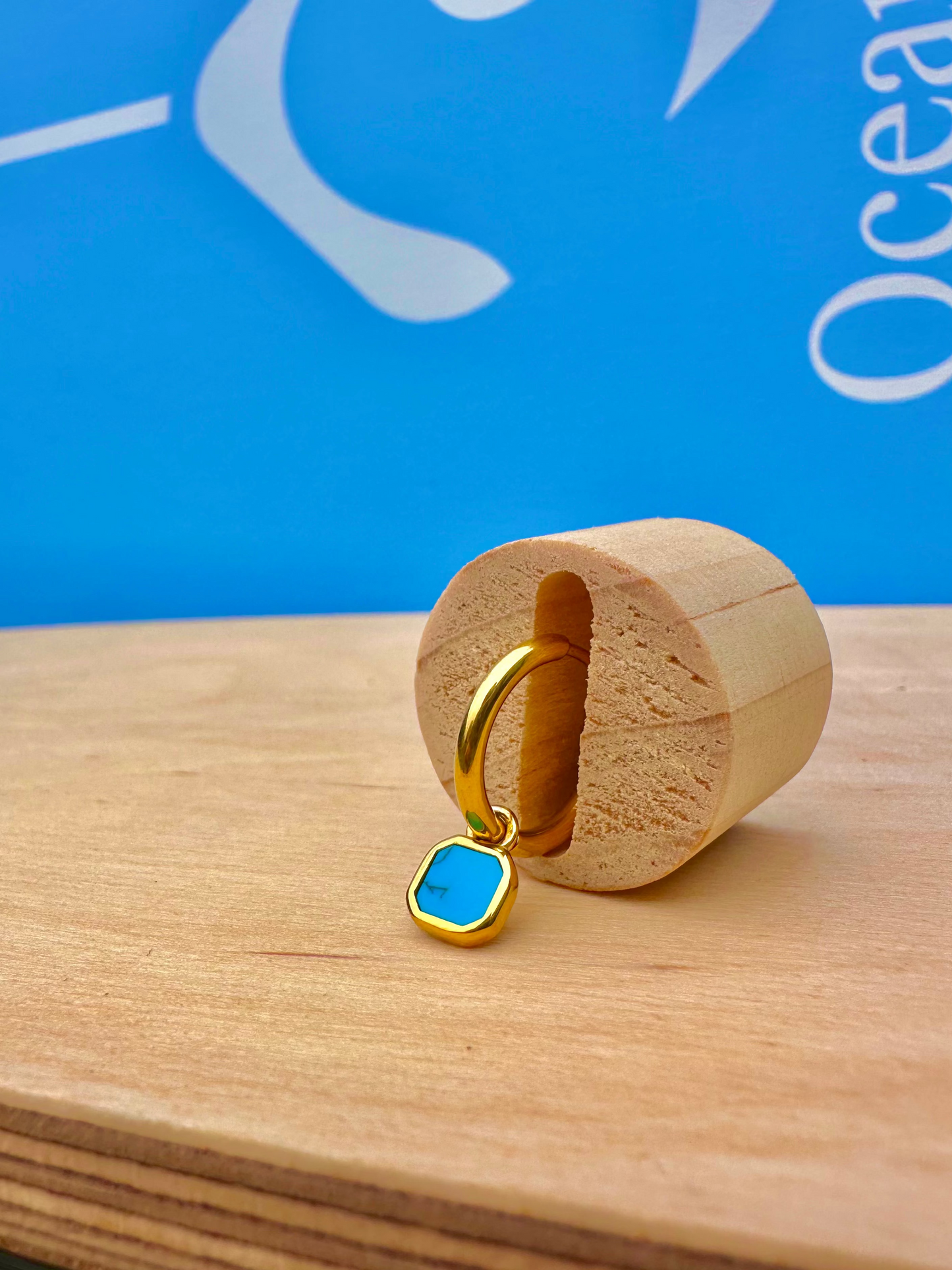 Mini Turquoise Stone Earrings Gold