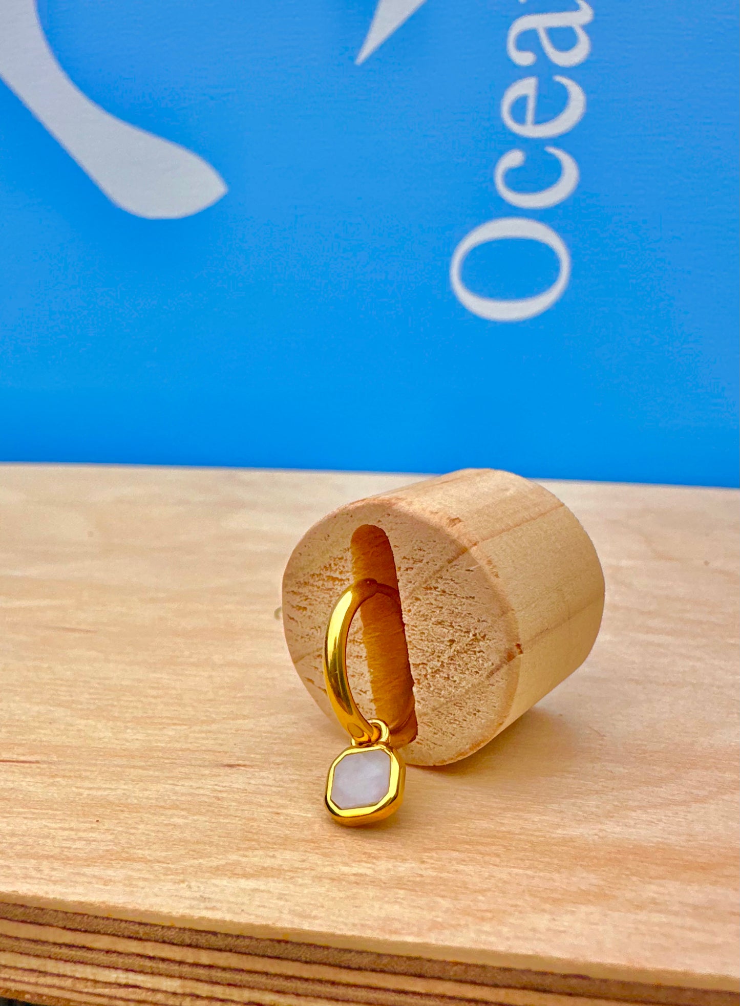 Mini Opal Stone Earrings Gold