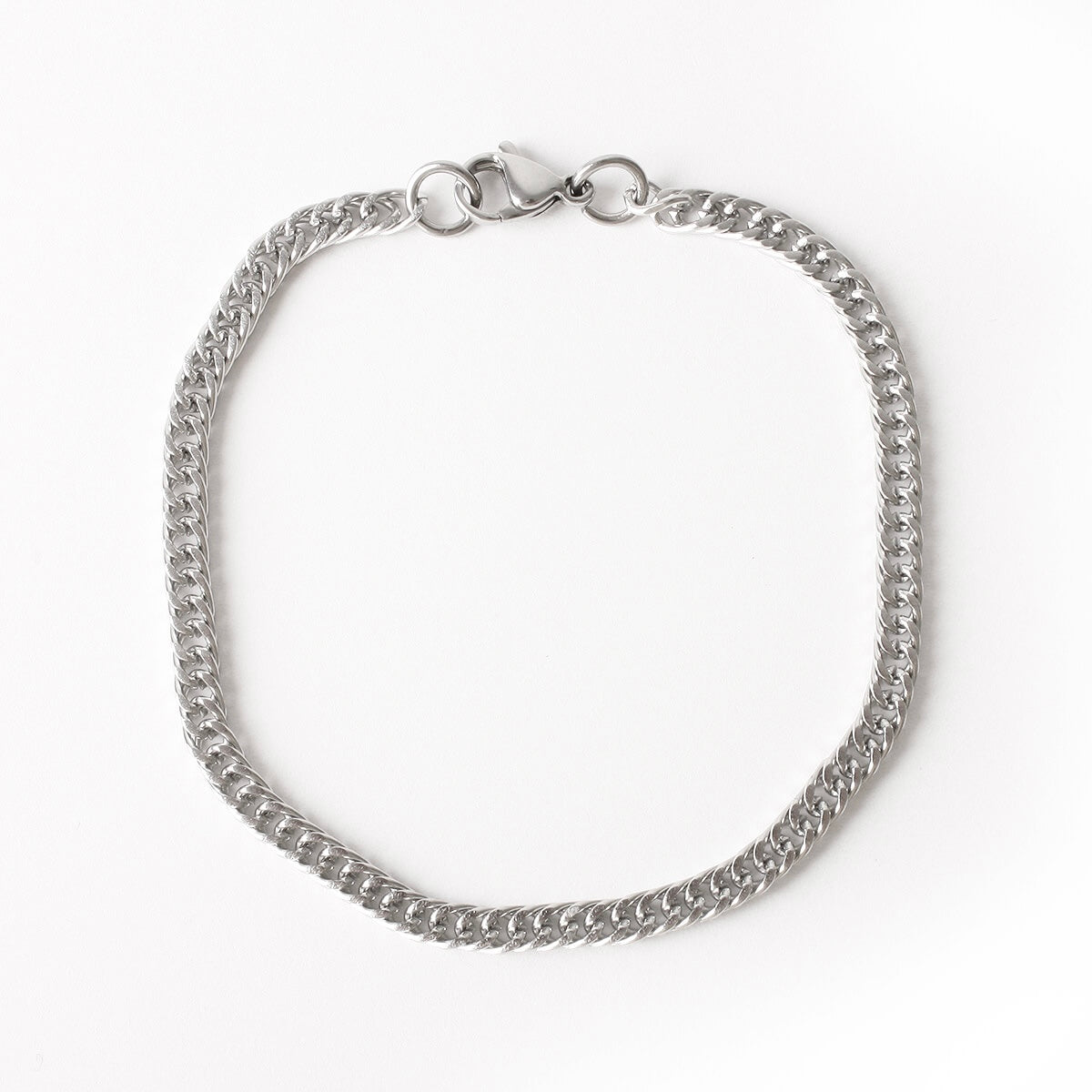 Mens Silver Tight-Link Cuban Bracelet 4mm