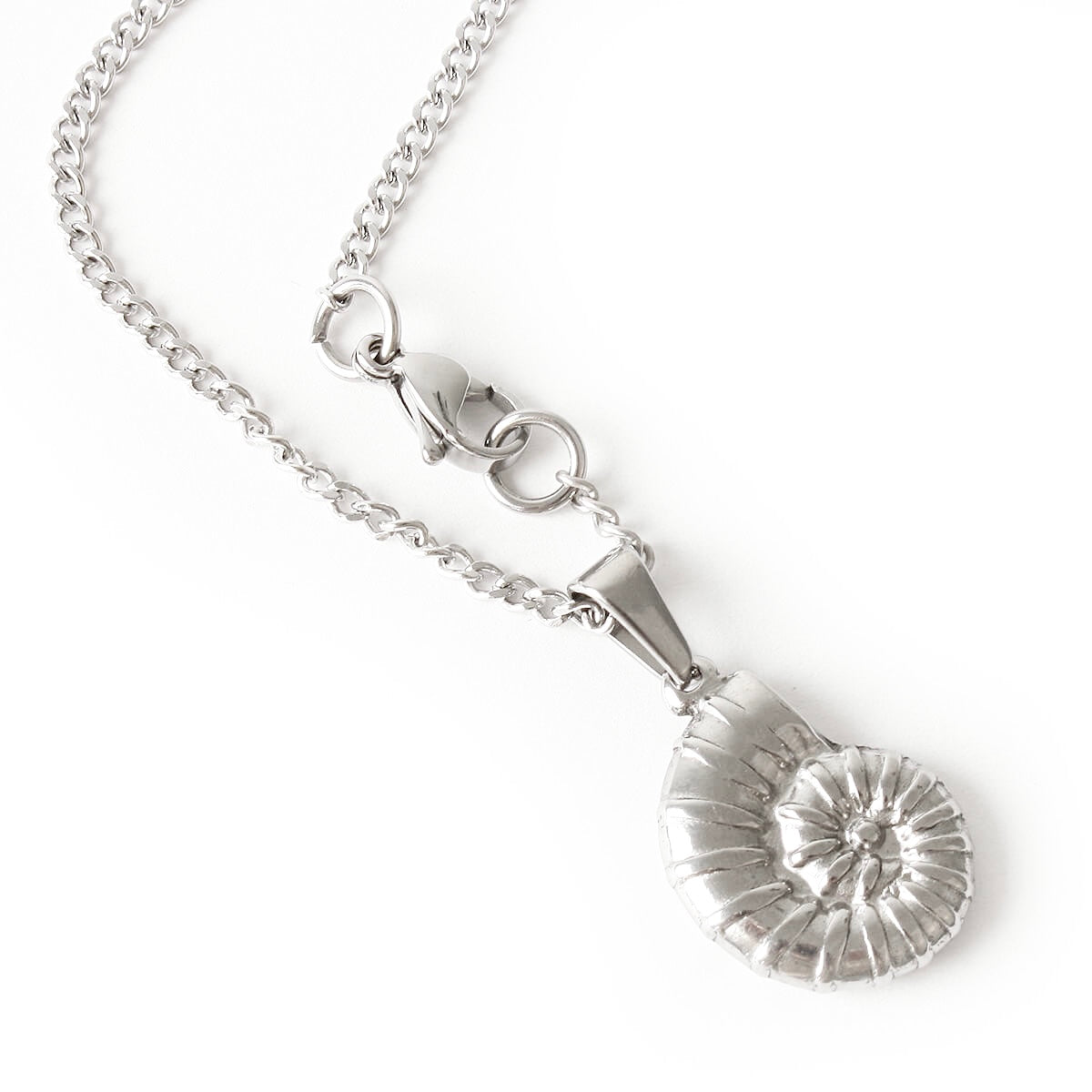 Silver Ammonite Fossil Pendant