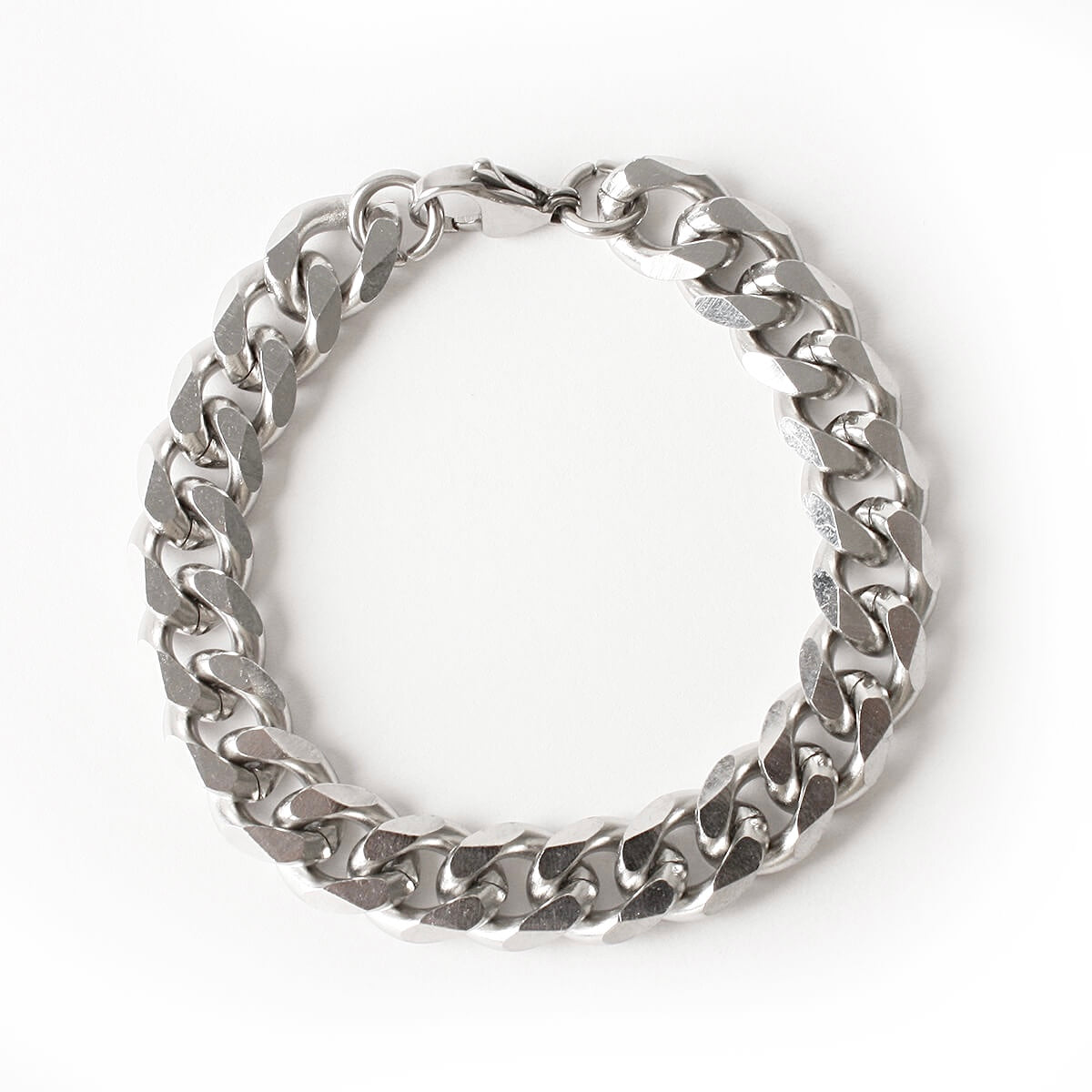 Silver Stainless Steel Cuban Chain Bracelet 11MM