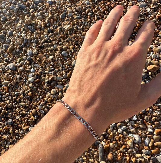 Silver Italian Figaro Bracelet 5mm