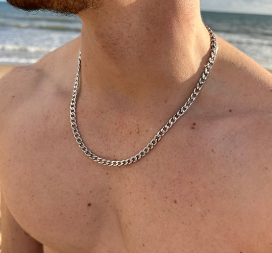 Silver Flat Cuban Chain 6mm