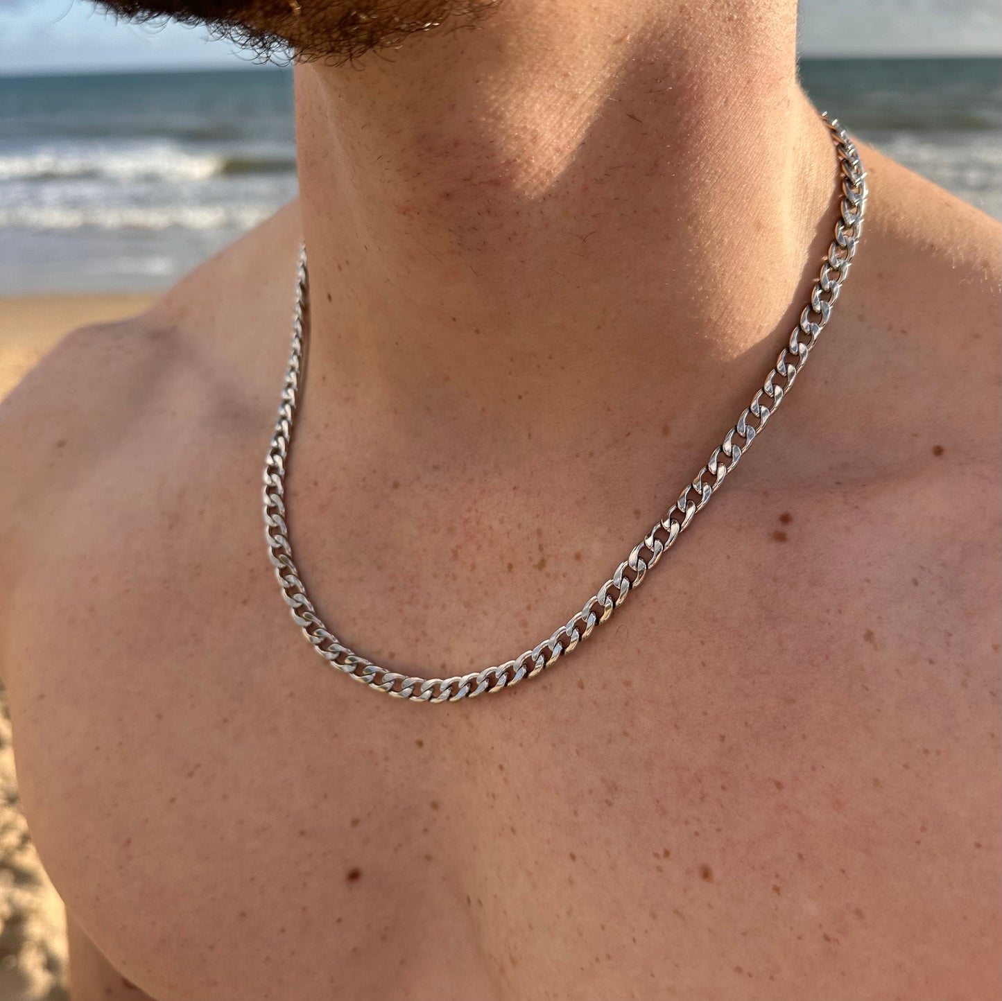 Silver Flat Cuban Chain 6mm