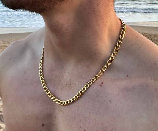 Gold Cuban Flat Chain 6mm