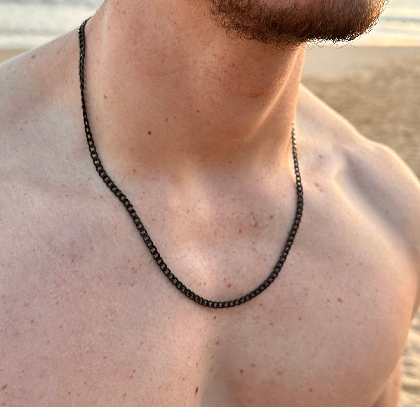 Mens Black Cuban Chain 4mm