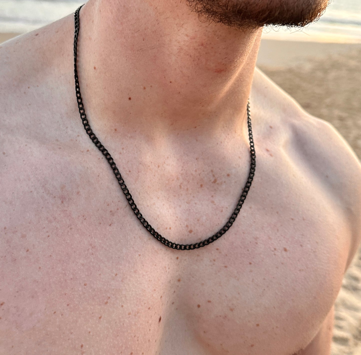 Mens Black Cuban Chain 4mm