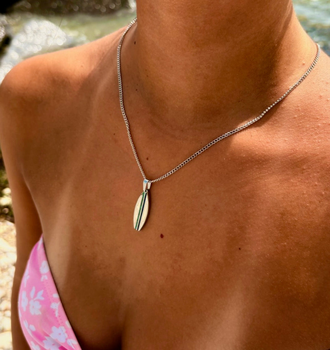 Crushed Stone Pinstripe Surfboard Pendant