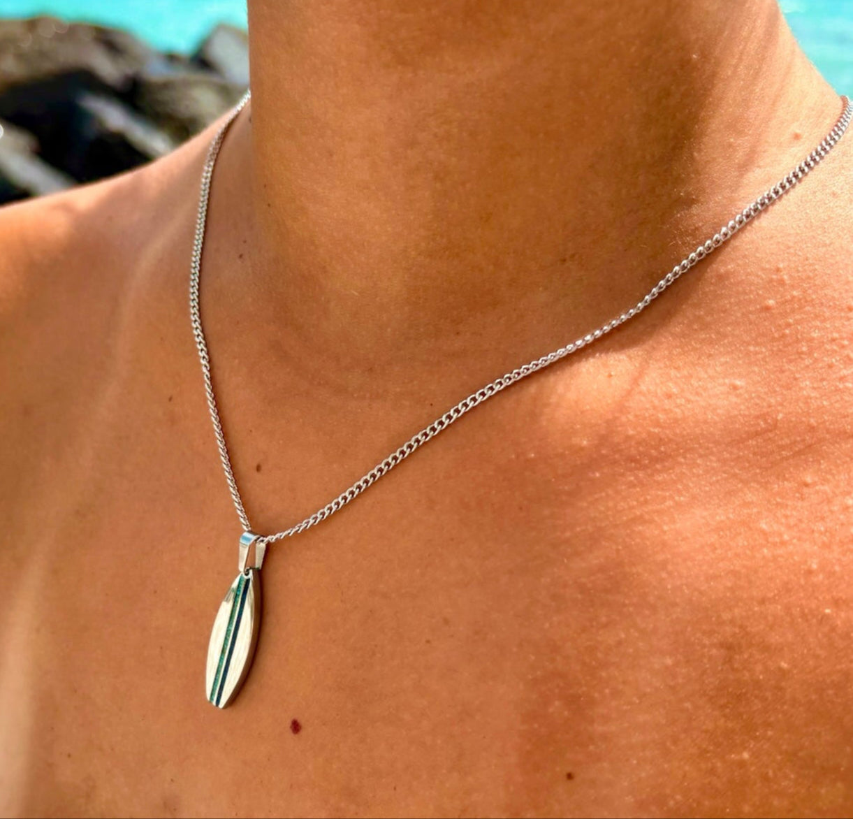 Crushed Stone Pinstripe Surfboard Pendant