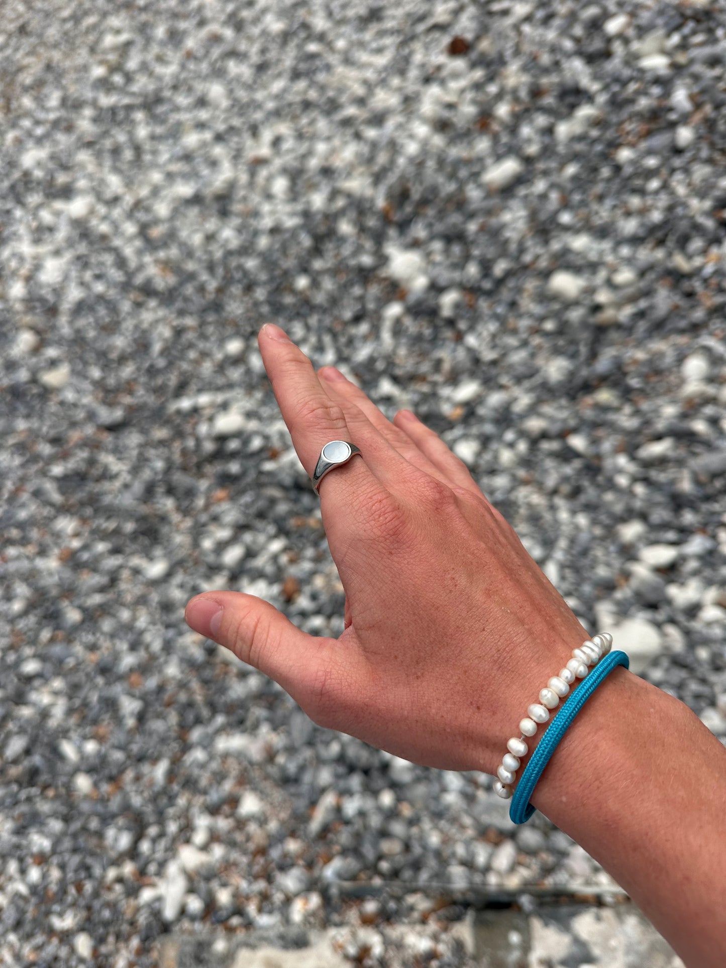 Pearl Shell Stone Ring Silver