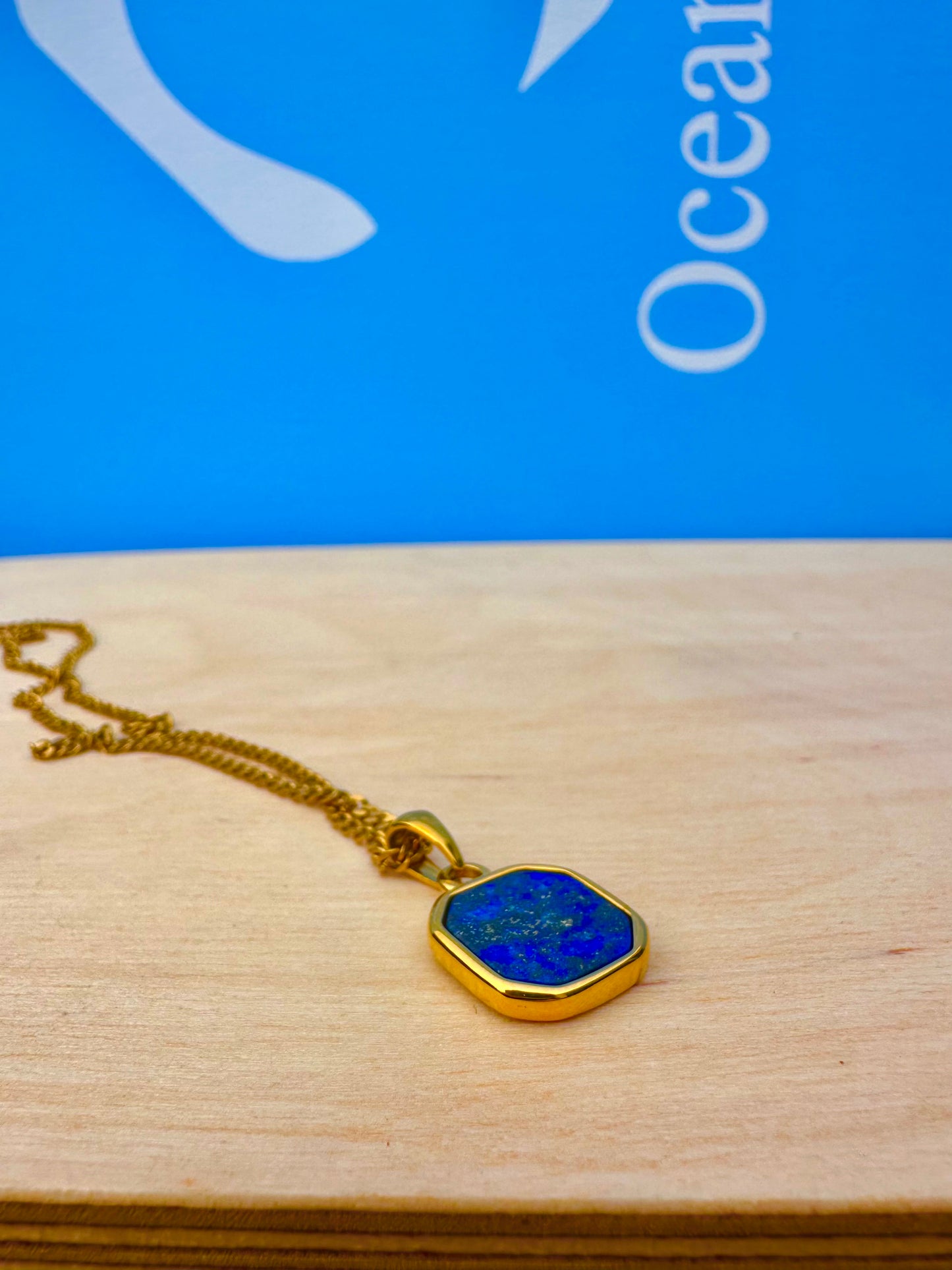 Lapis Lazuli Stone Pendant Gold