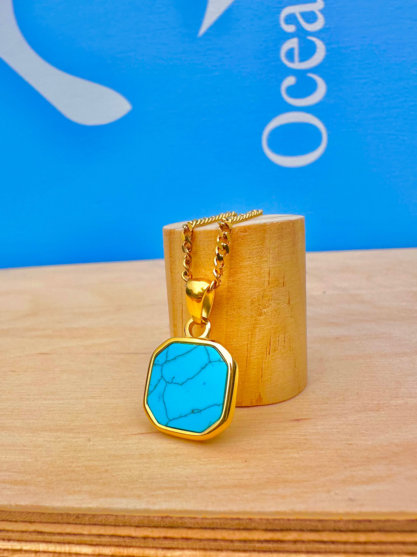 Turquoise Stone Pendant Gold