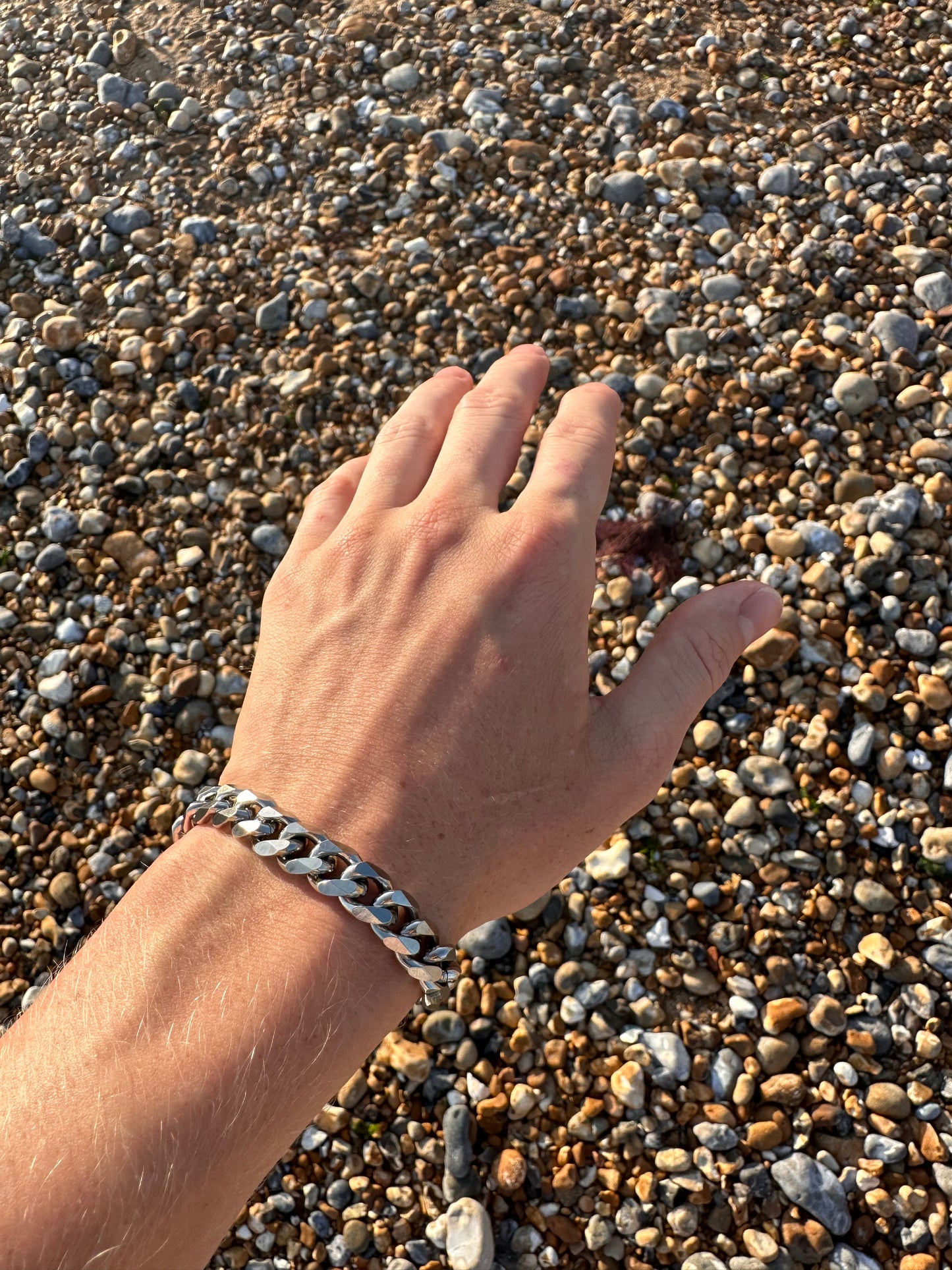 Silver Stainless Steel Cuban Chain Bracelet 11MM