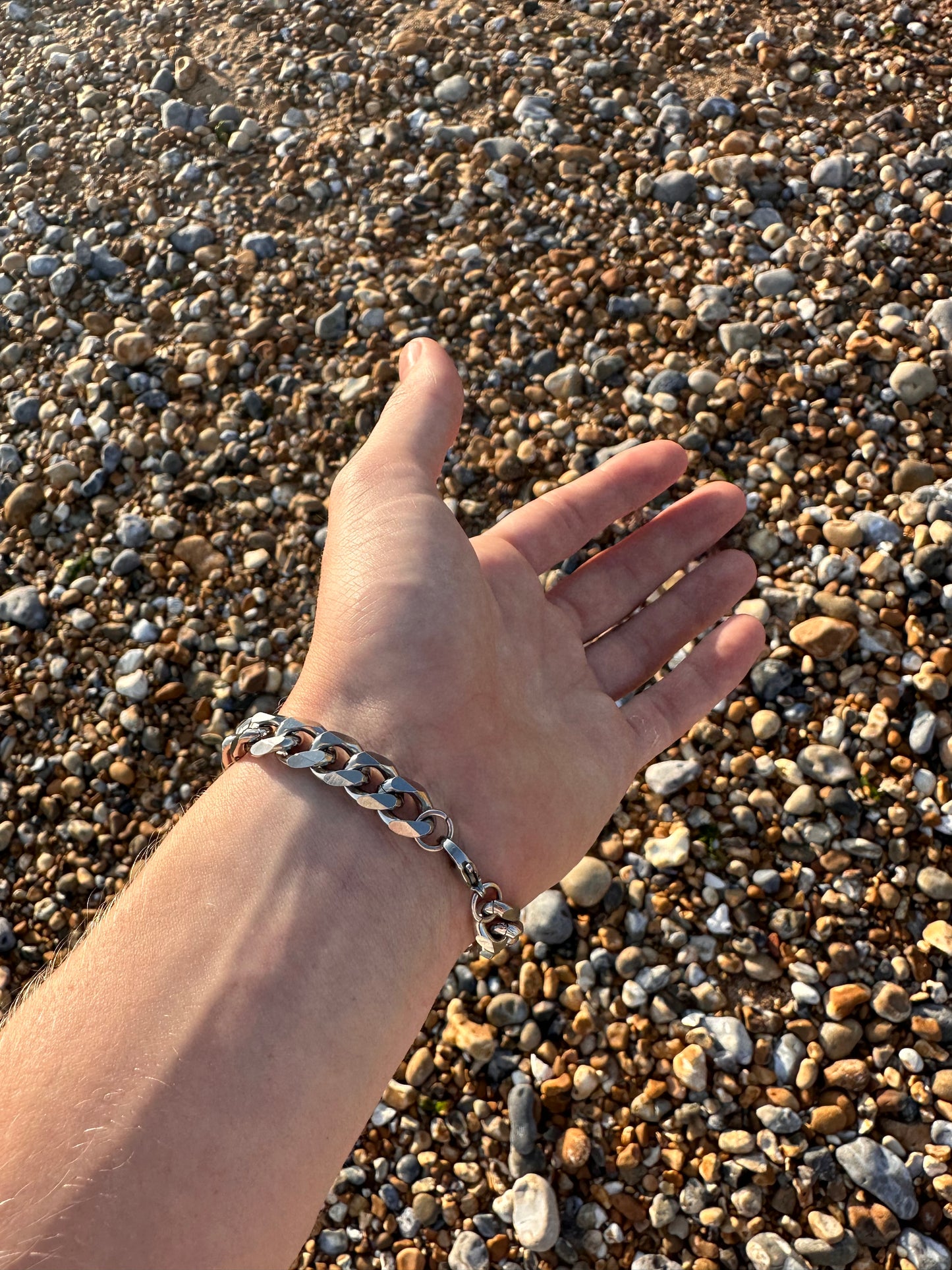 Silver Stainless Steel Cuban Chain Bracelet 11MM