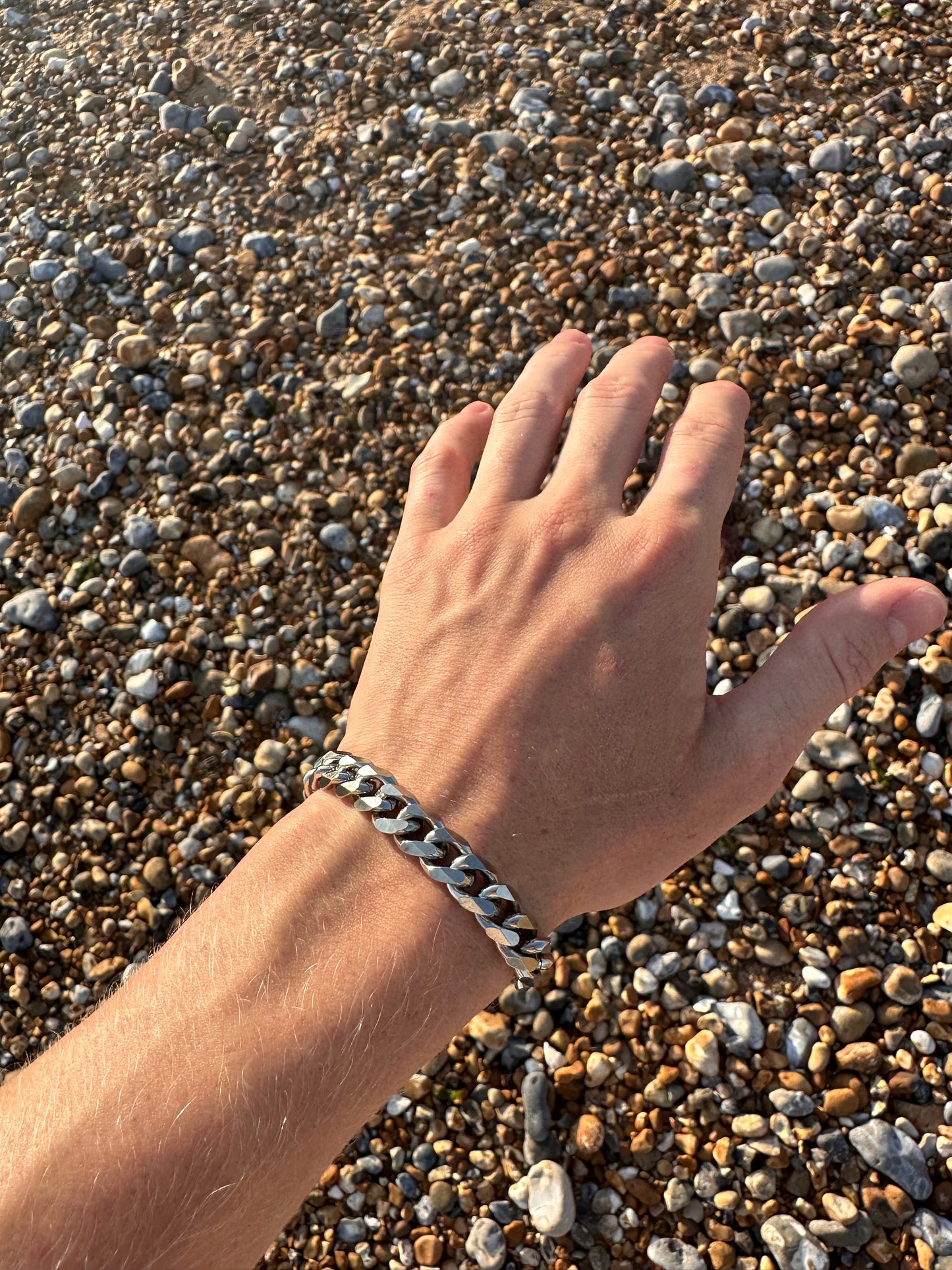 Silver Stainless Steel Cuban Chain Bracelet 11MM