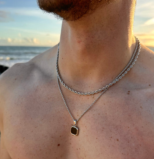 Onyx Pendant Two Rope Chain Set