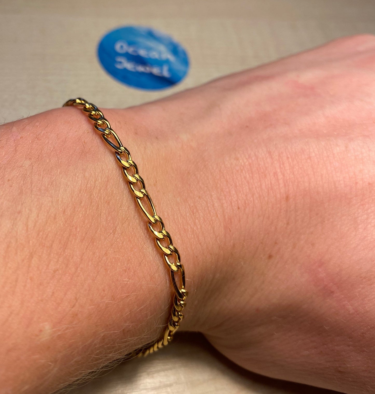 Gold Italian Figaro Bracelet 4mm