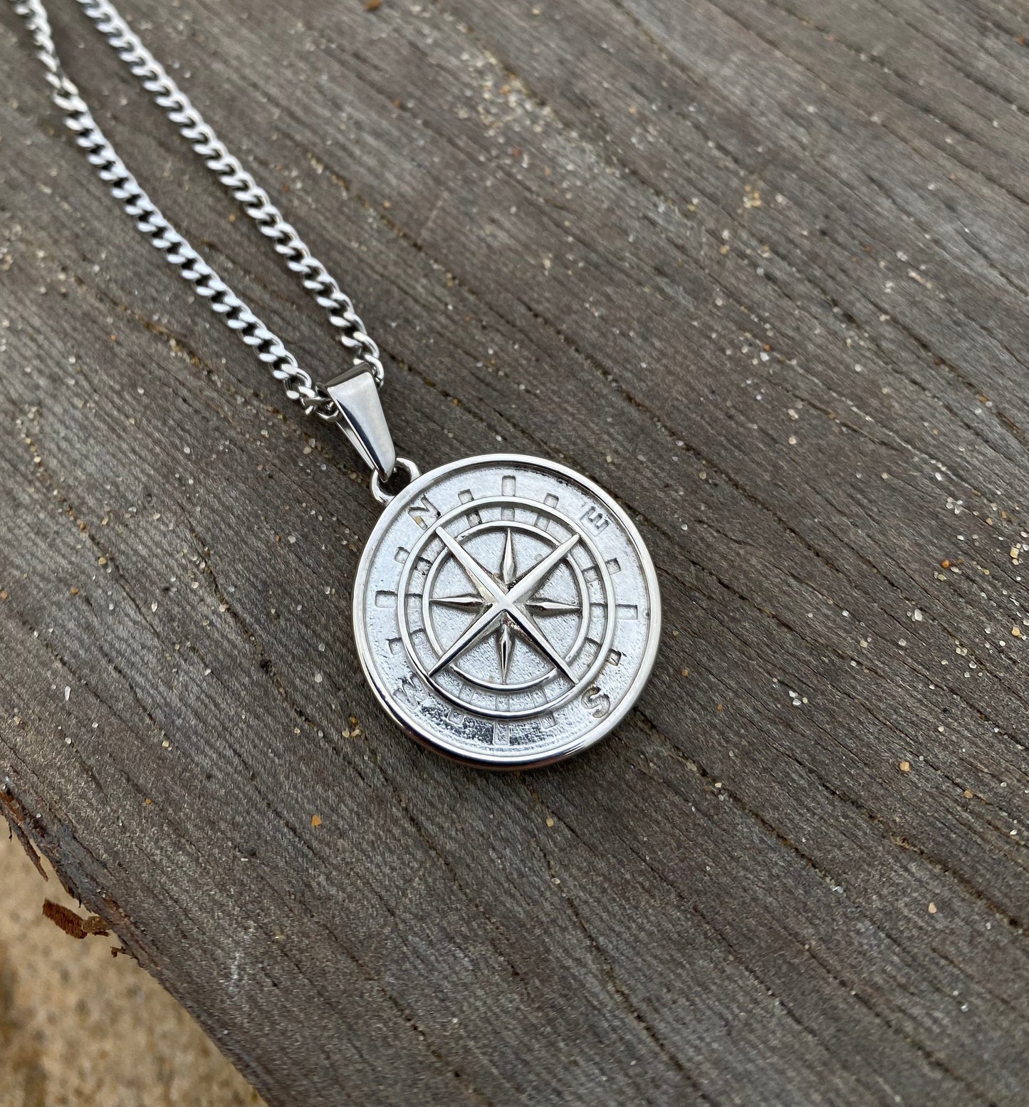 Silver Compass Pendant