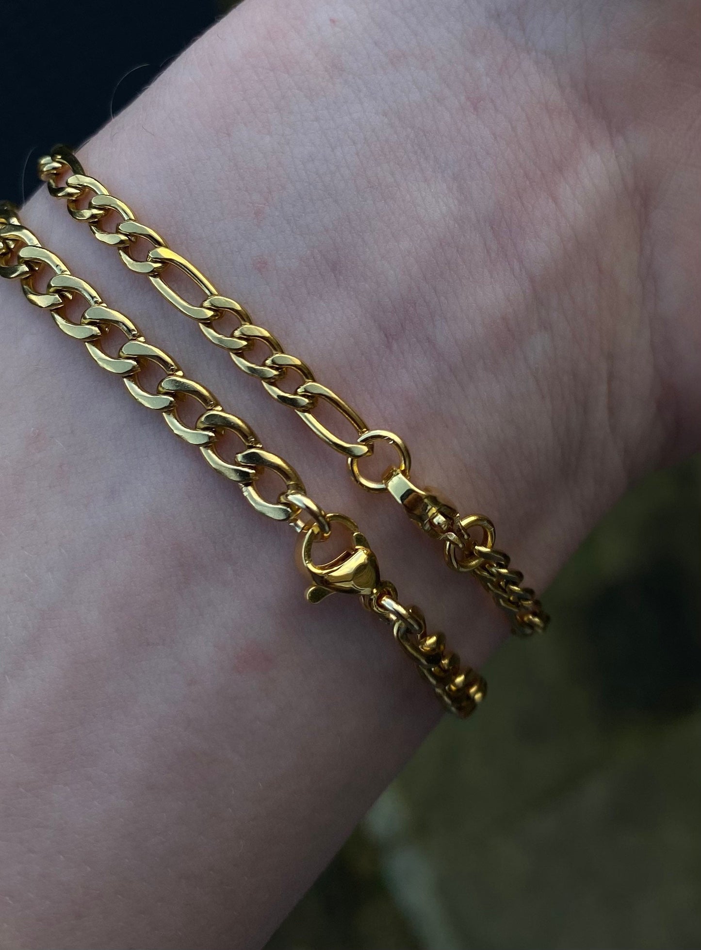 Gold Italian Figaro Bracelet 4mm