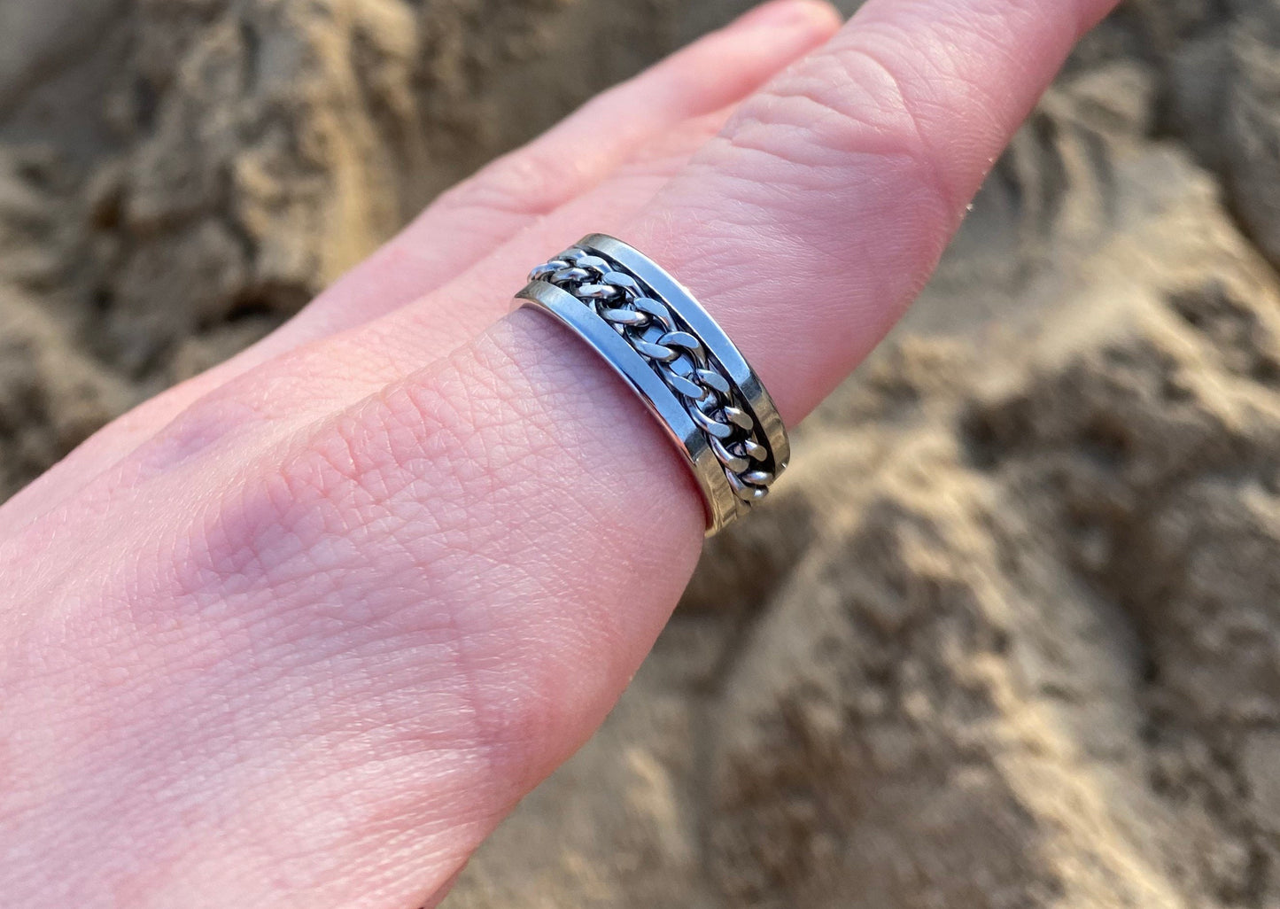 Cuban Chain Spinner Ring
