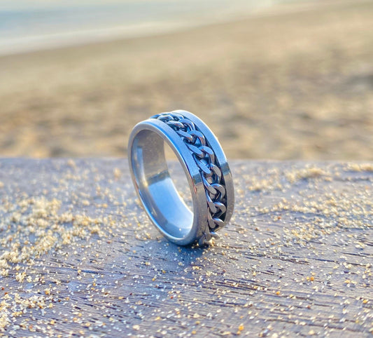 Cuban Chain Spinner Ring