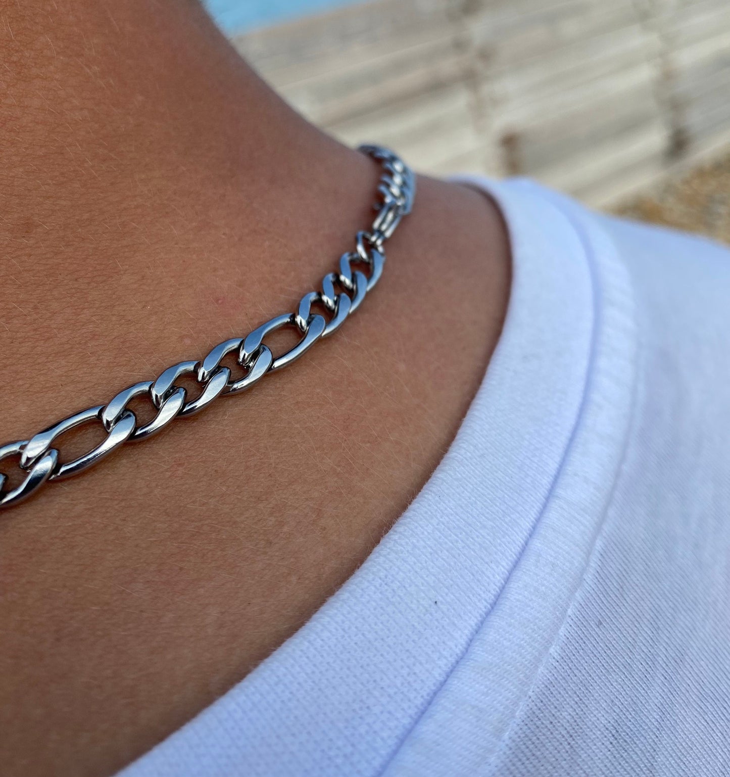 Silver Italian Figaro Chain 6mm