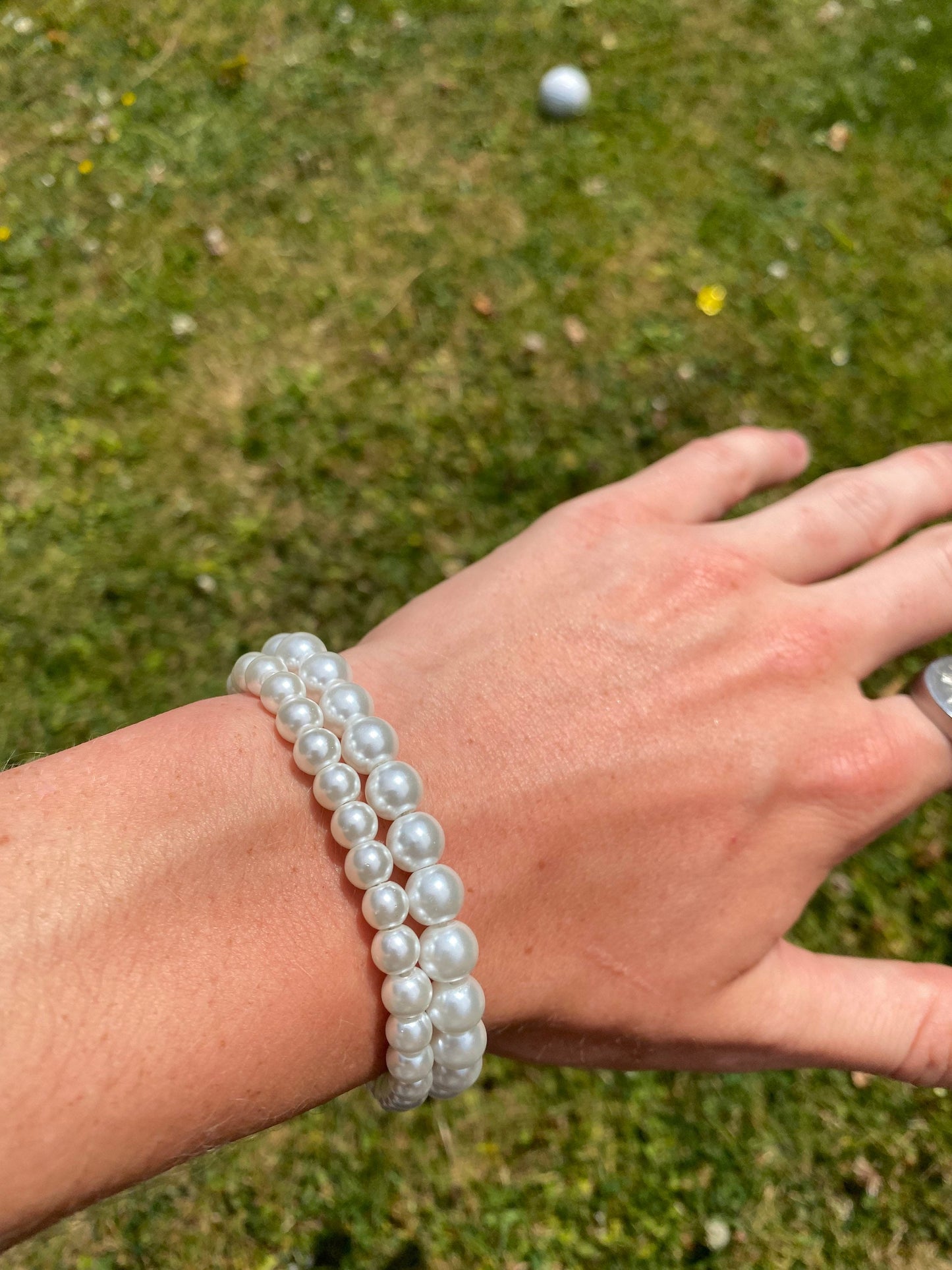 Pearl Bracelet Paired with 5mm Figaro Chain bracelet