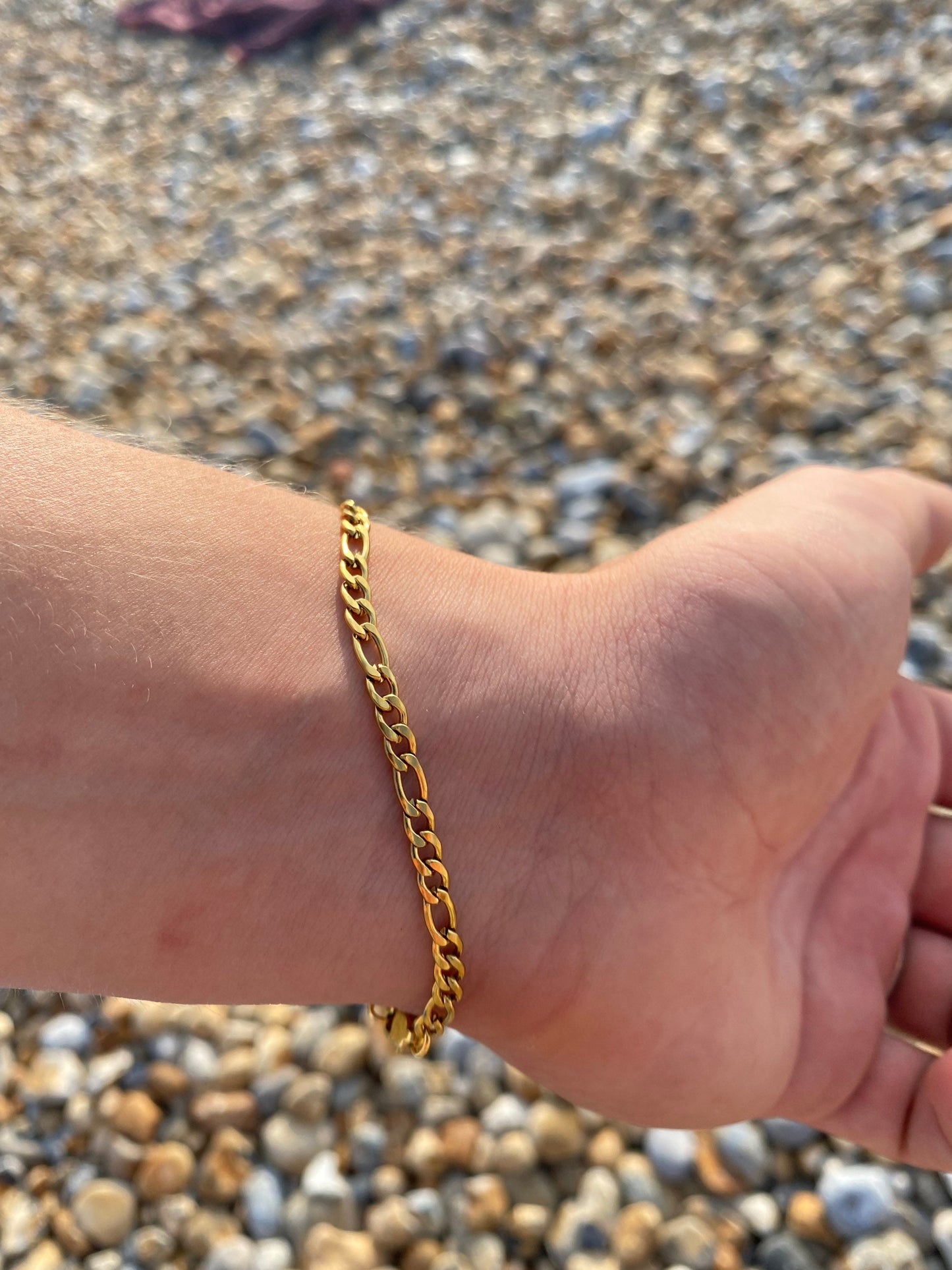 Gold Italian Figaro Bracelet 4mm