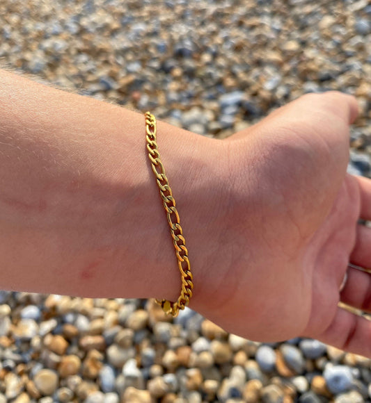 Gold Italian Figaro Bracelet 4mm