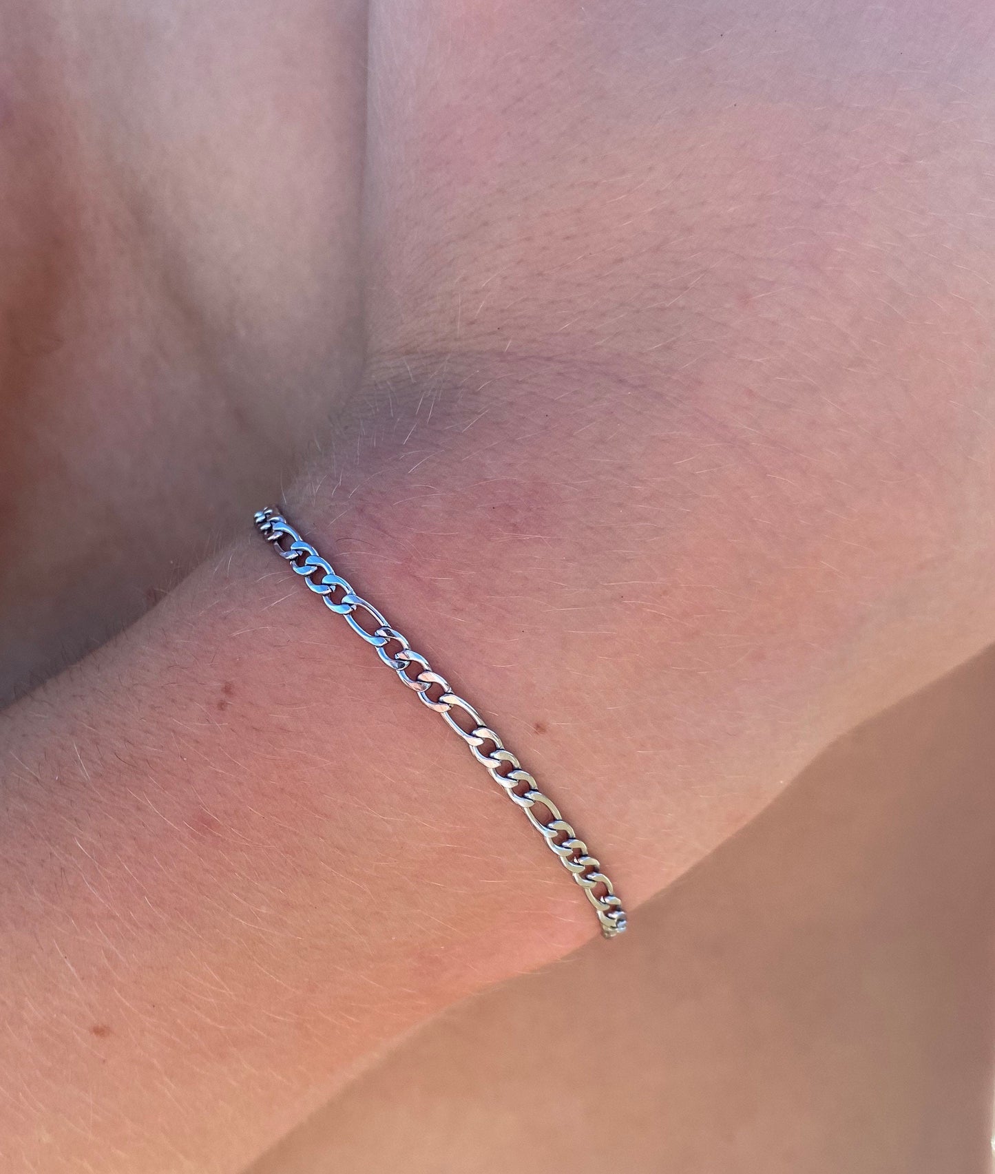 Silver Italian Figaro Bracelet 3mm
