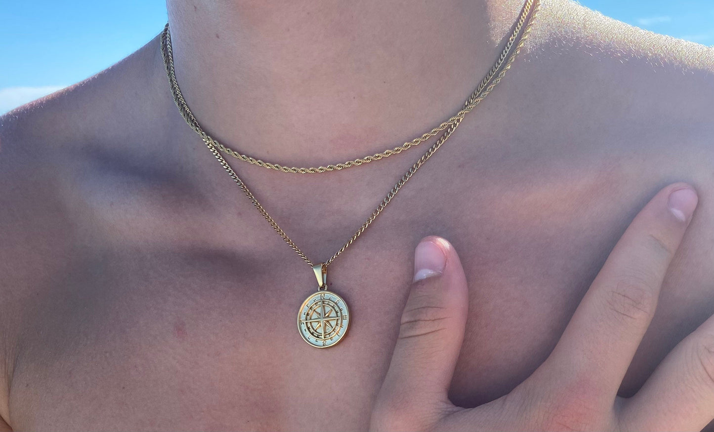 Compass Pendant Two Chain Set