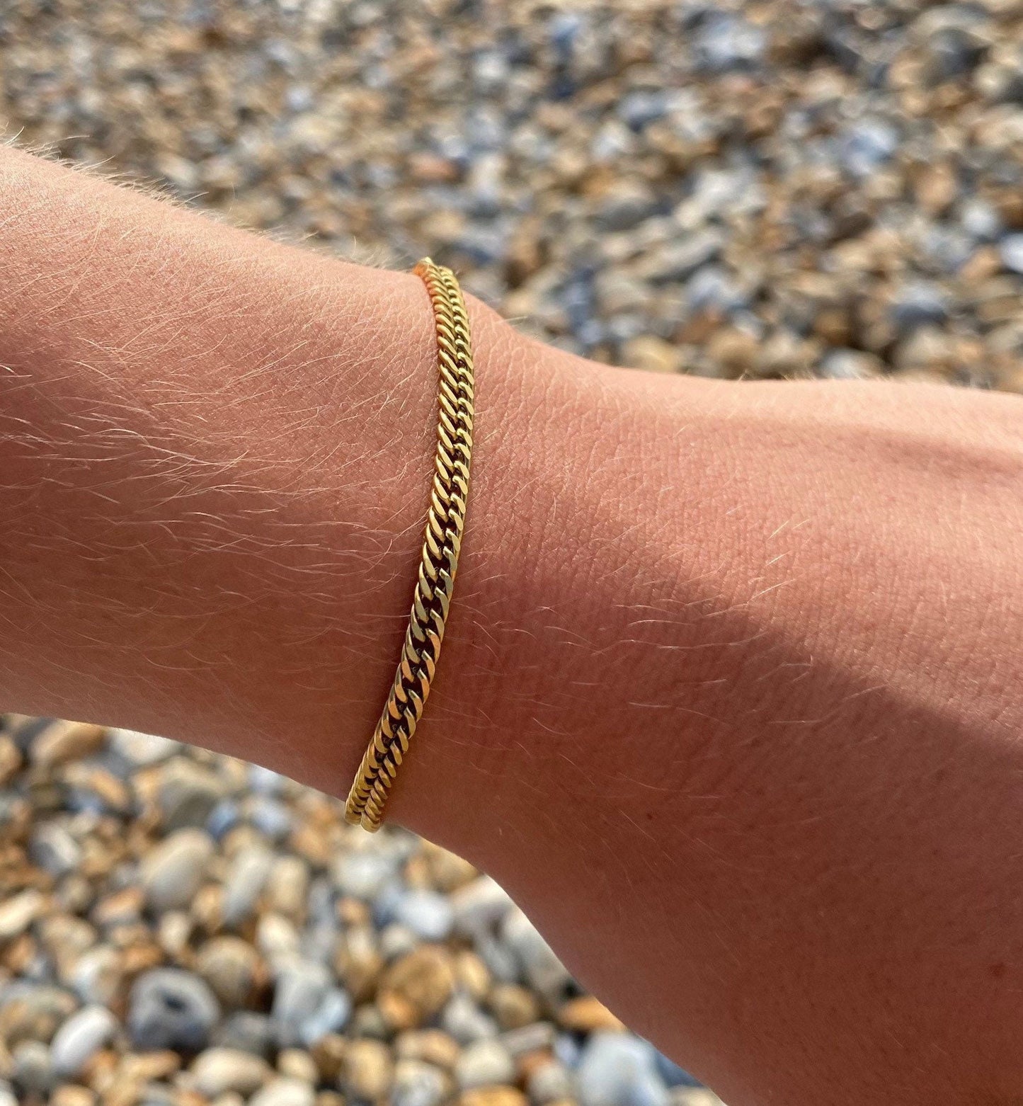 Gold Tight-Link Cuban Bracelet 4mm