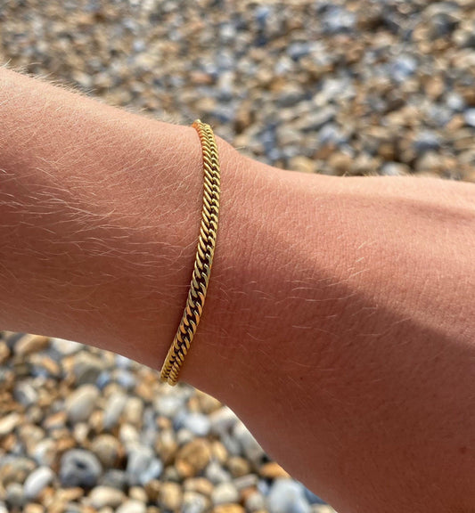 Gold Tight-Link Cuban Bracelet 4mm
