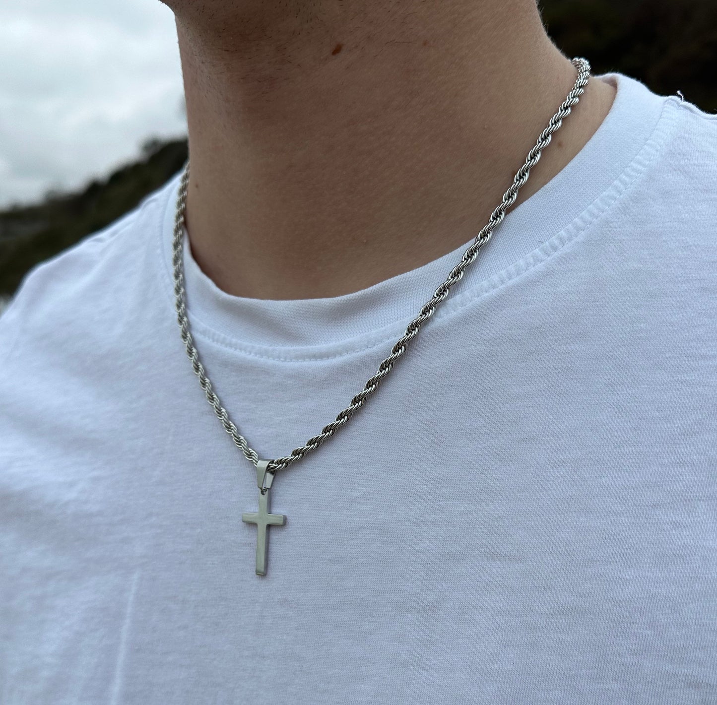 Gold Rope Cross Pendant