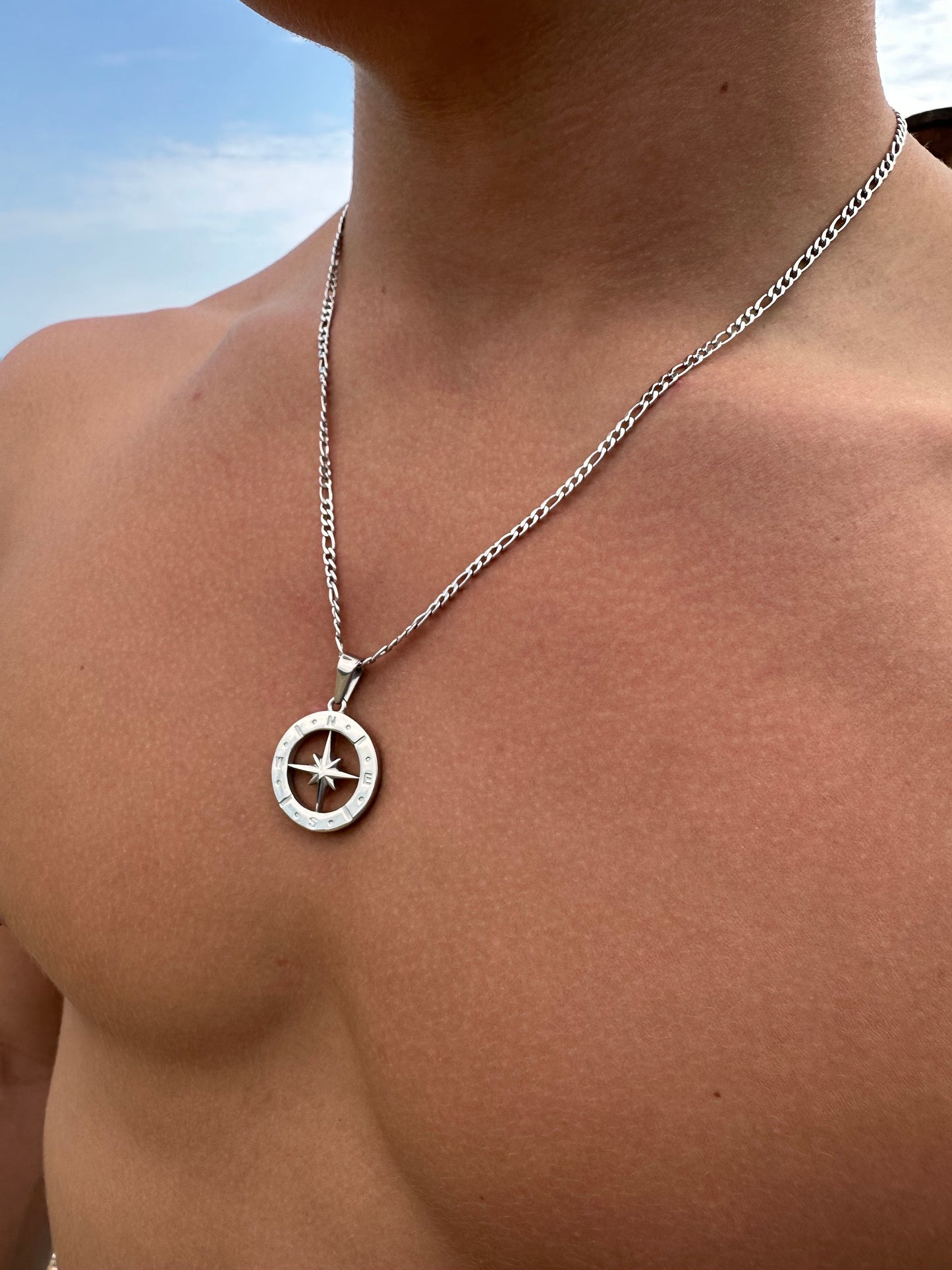 Gold North Star Compass Pendant