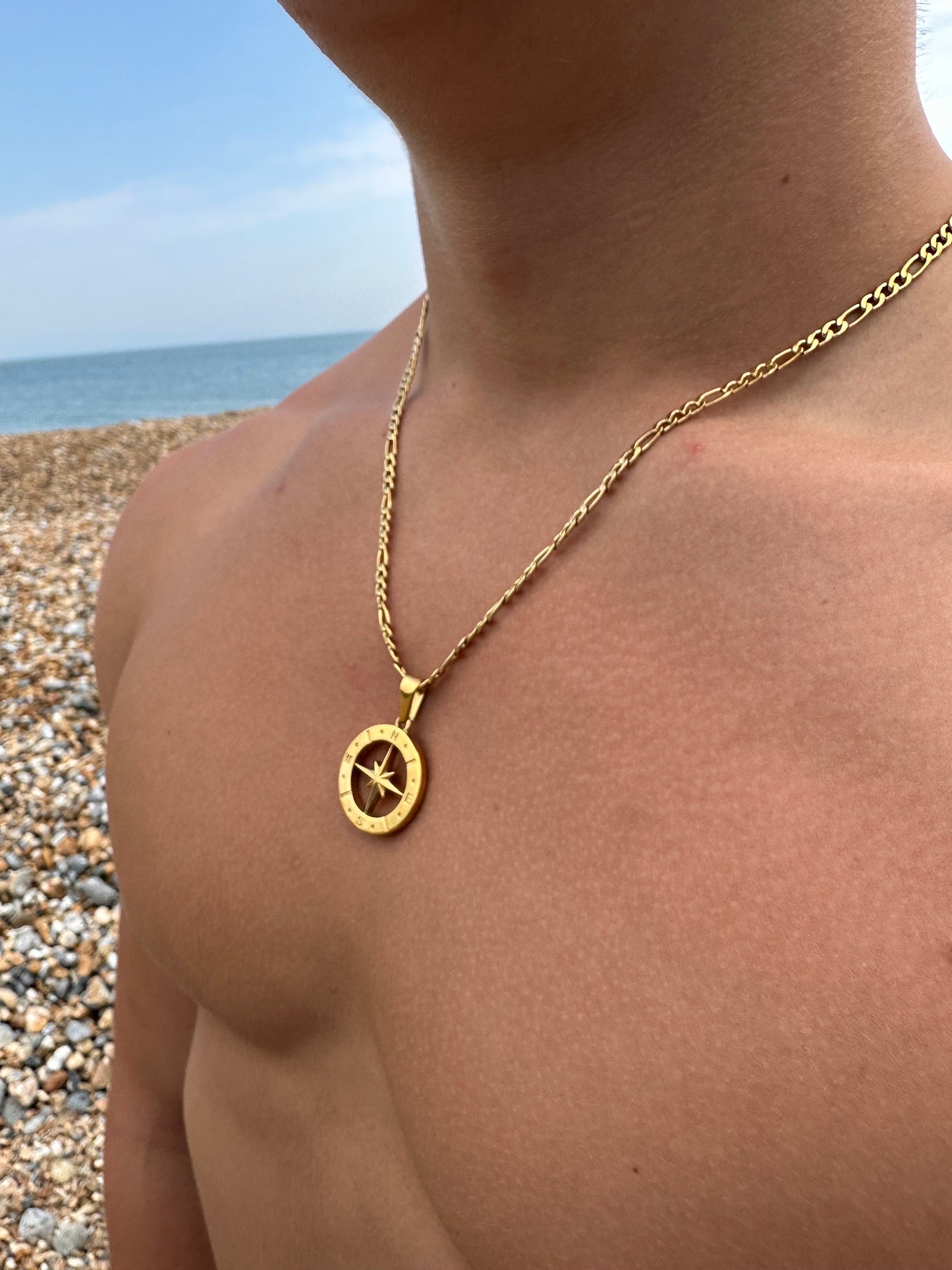 Gold North Star Compass Pendant