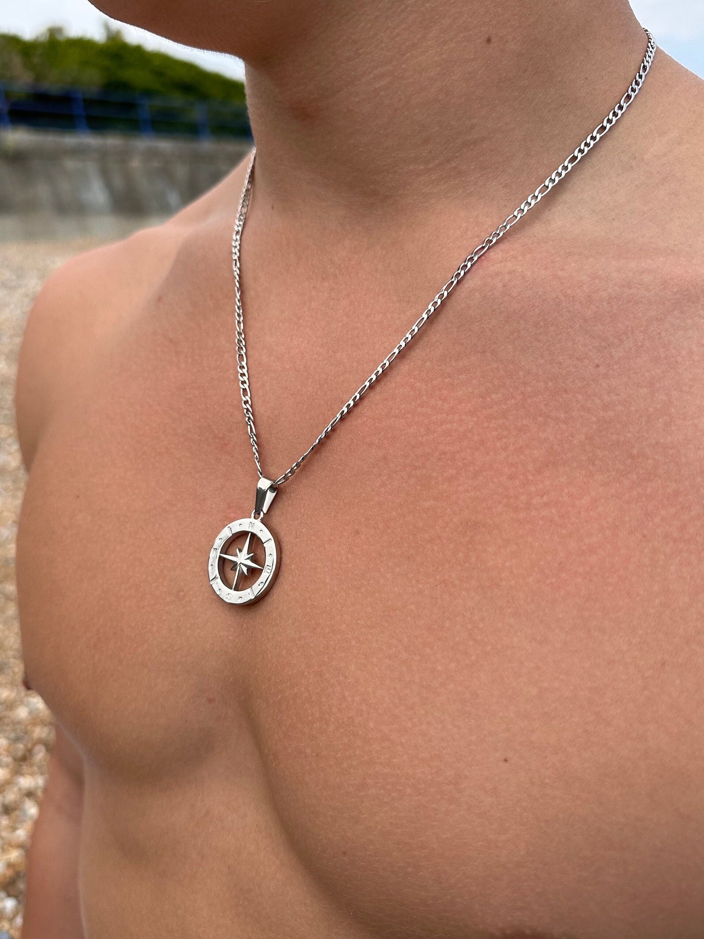 Gold North Star Compass Pendant